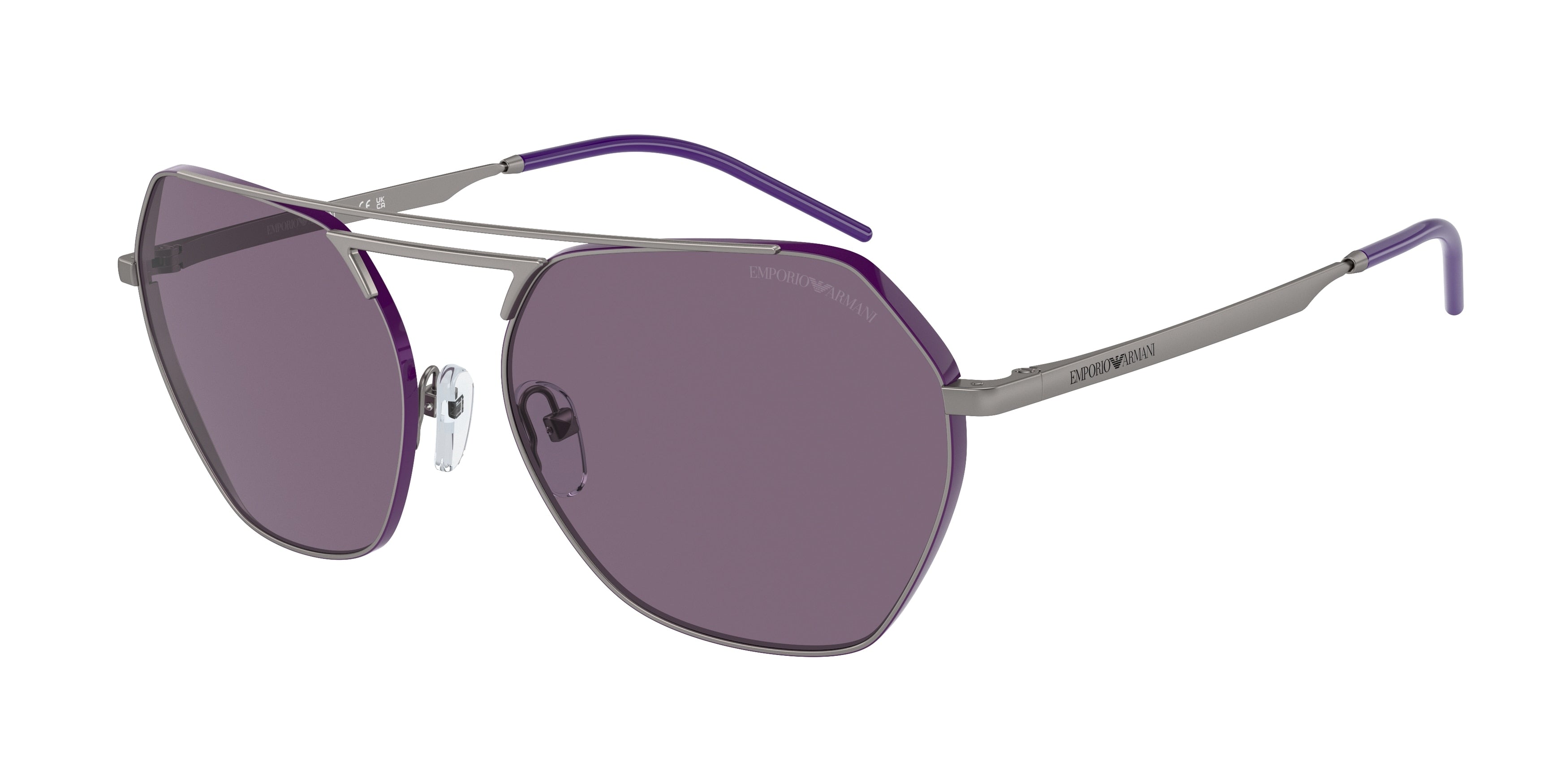 Emporio Armani EA2148 Irregular Sunglasses  30101A-Shiny Gunmetal 56-140-16 - Color Map Grey