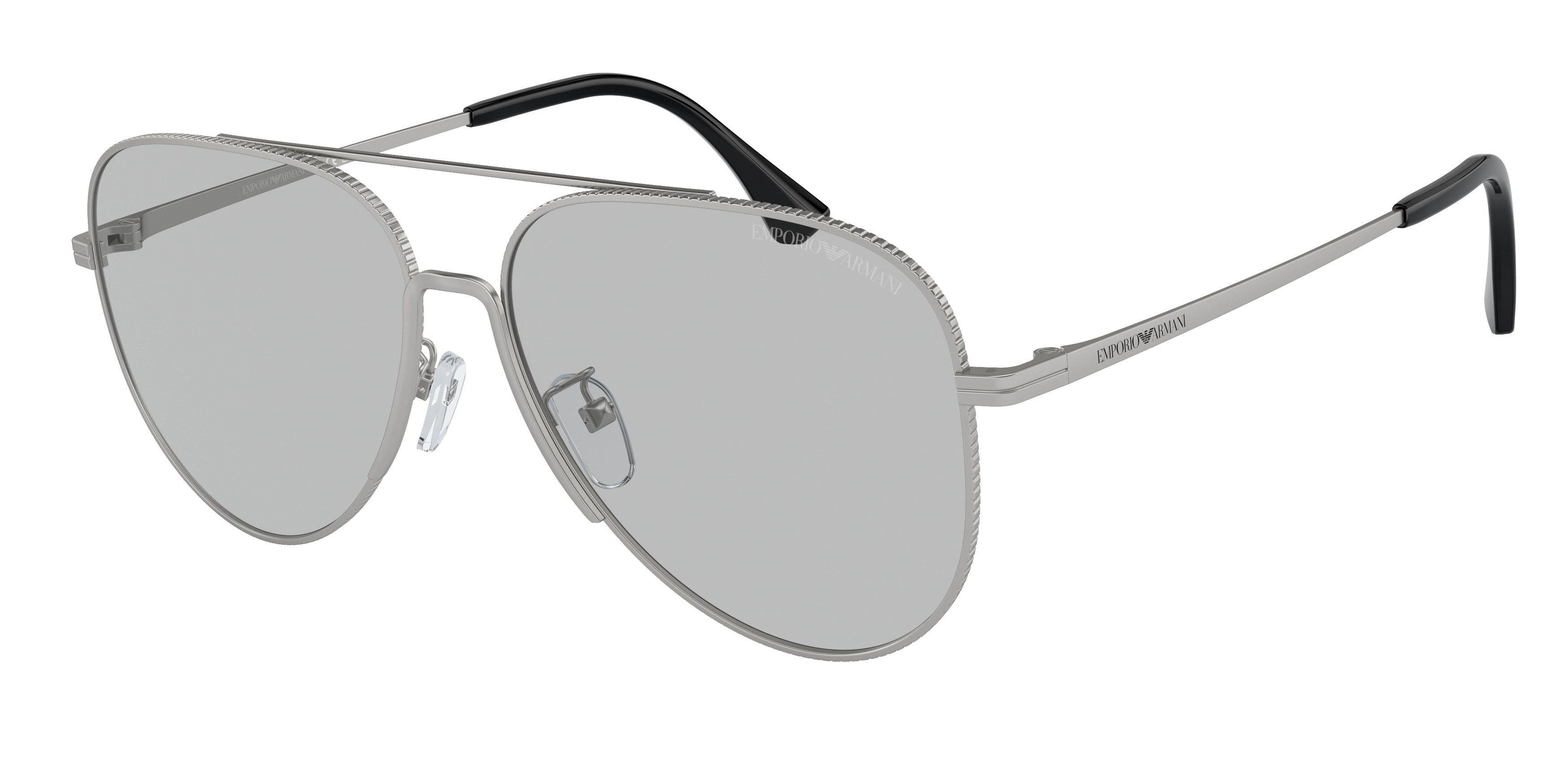 Emporio Armani EA2149D Pilot Sunglasses  304587-Matte Silver 60-145-15 - Color Map Silver