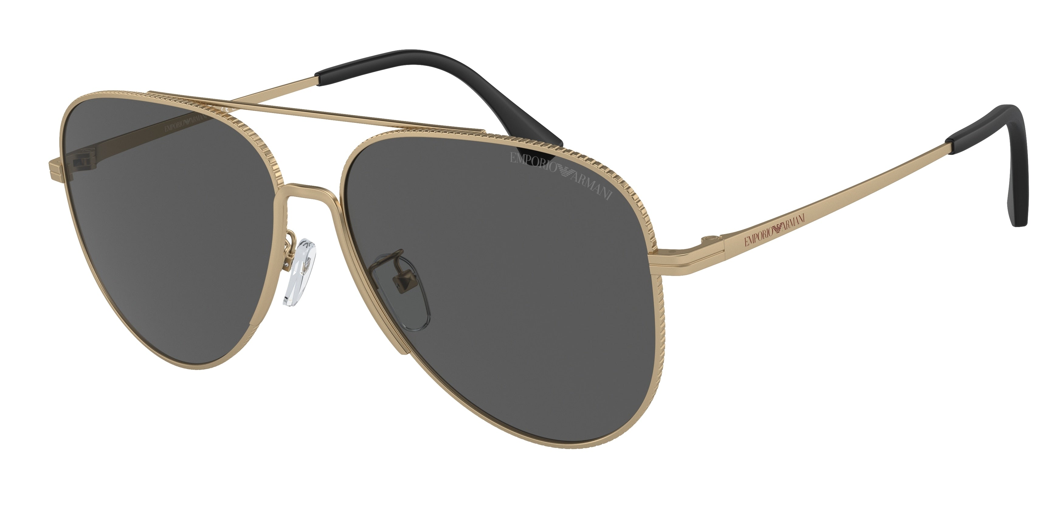 Emporio Armani EA2149D Pilot Sunglasses  337187-Matte Pale Gold 60-145-15 - Color Map Gold