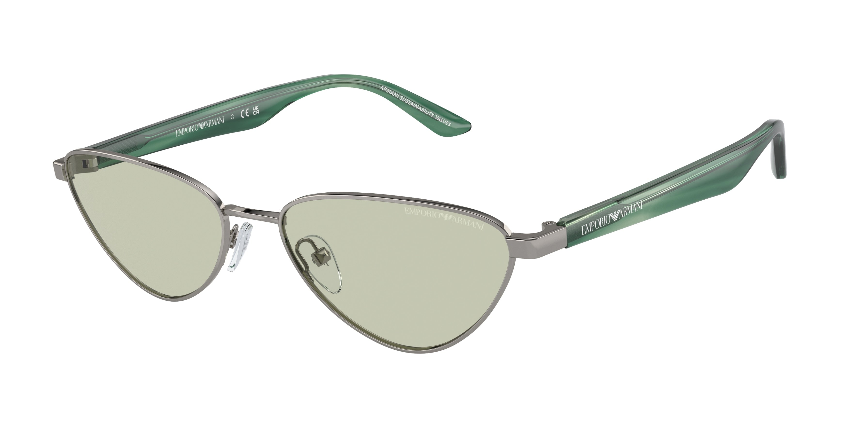 Emporio Armani EA2153 Irregular Sunglasses  3010/2-Shiny Gunmetal 56-140-17 - Color Map Grey