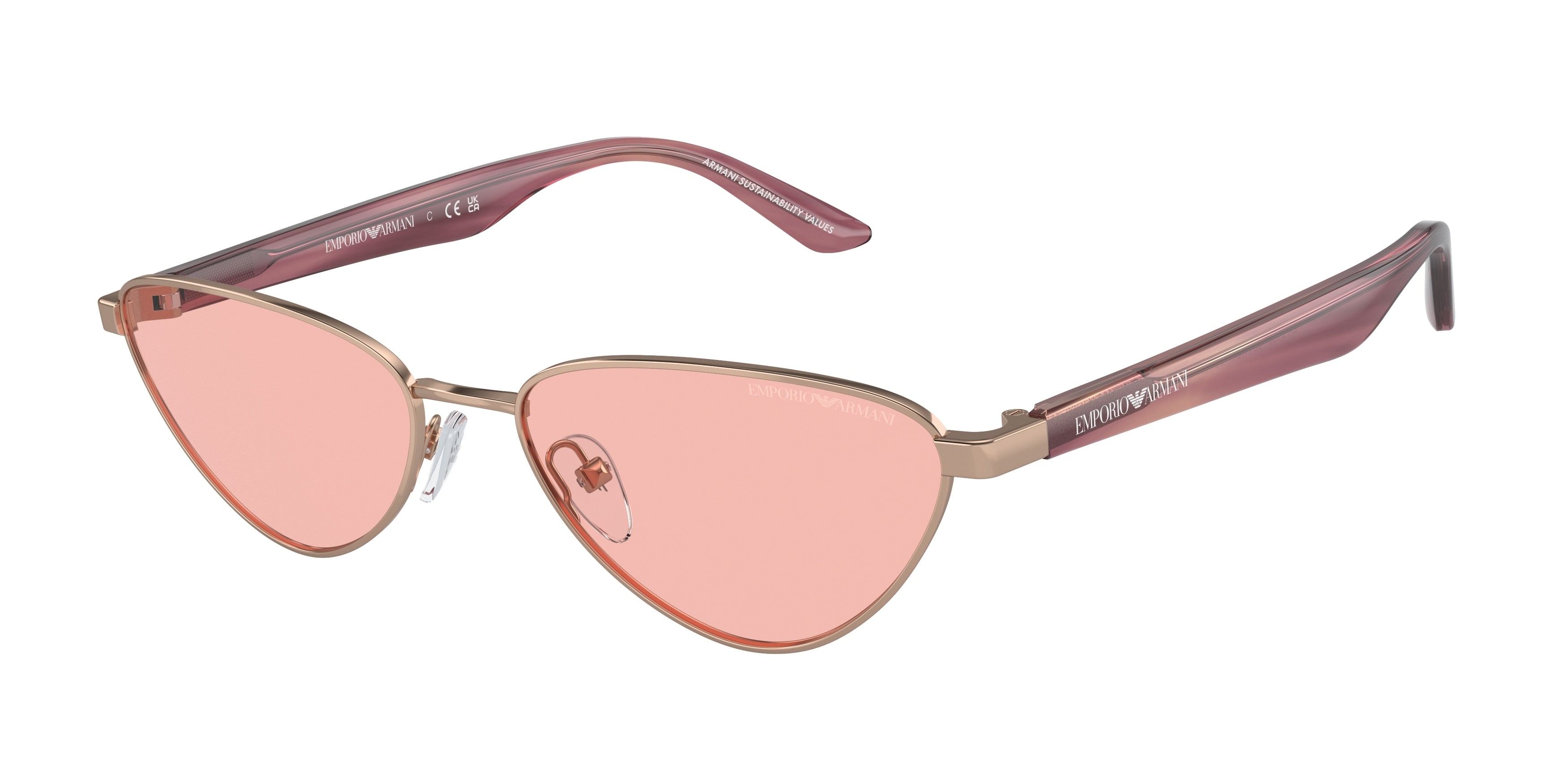 Emporio Armani EA2153 Irregular Sunglasses  3011/5-Shiny Rose Gold 56-140-17 - Color Map Gold