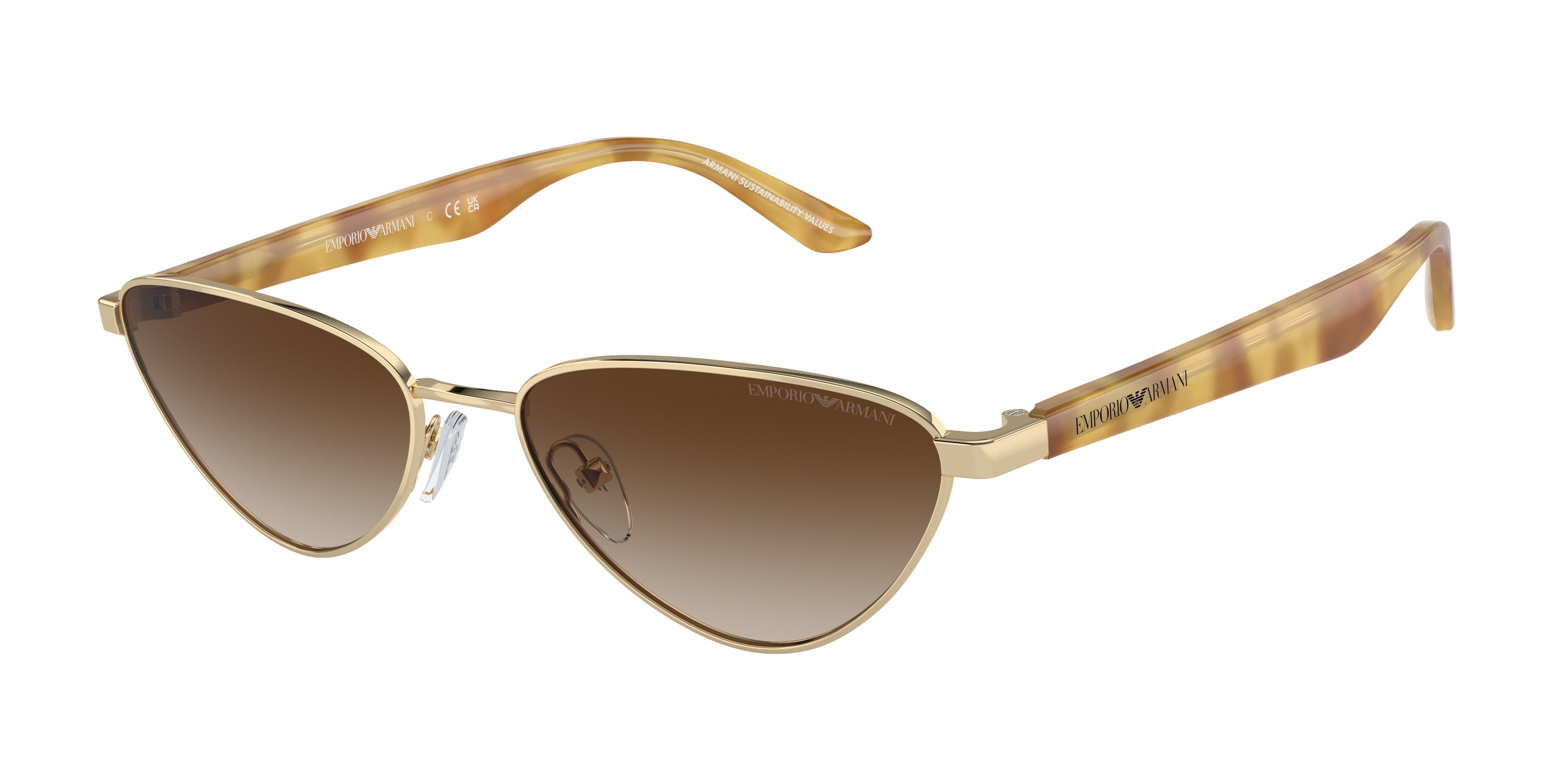 Emporio Armani EA2153 Irregular Sunglasses  301313-Shiny Pale Gold 56-140-17 - Color Map Gold