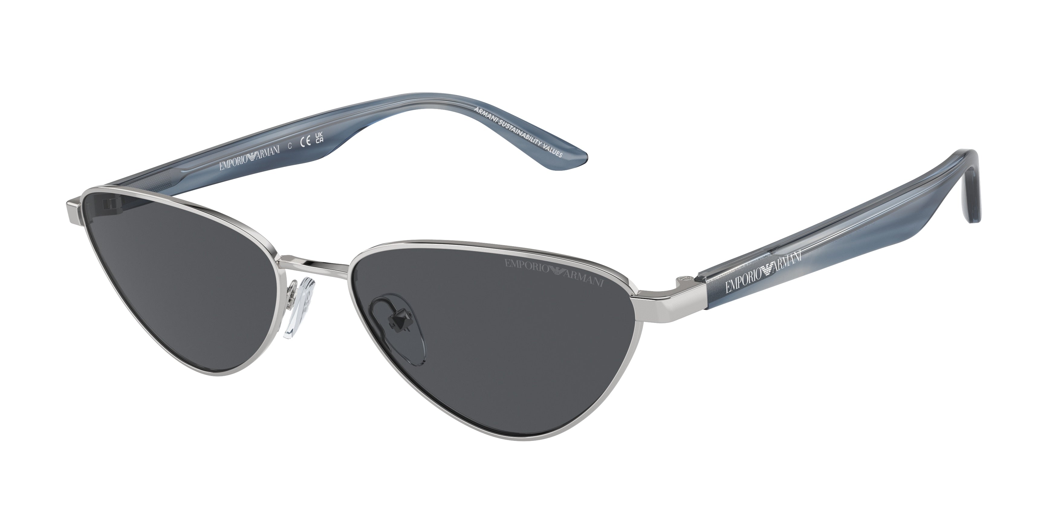 Emporio Armani EA2153 Irregular Sunglasses  301587-Shiny Silver 56-140-17 - Color Map Silver