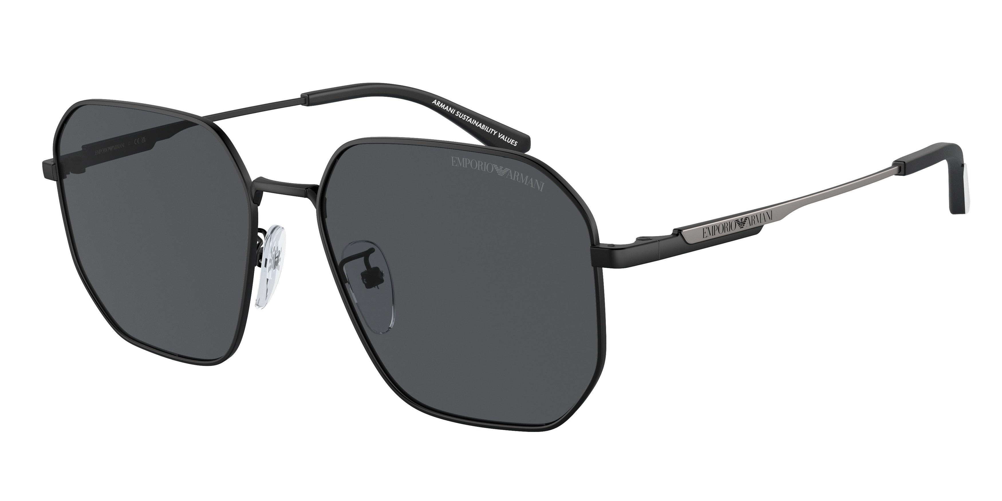 Emporio Armani EA2154D Pilot Sunglasses  300187-Matte Black 57-145-17 - Color Map Black