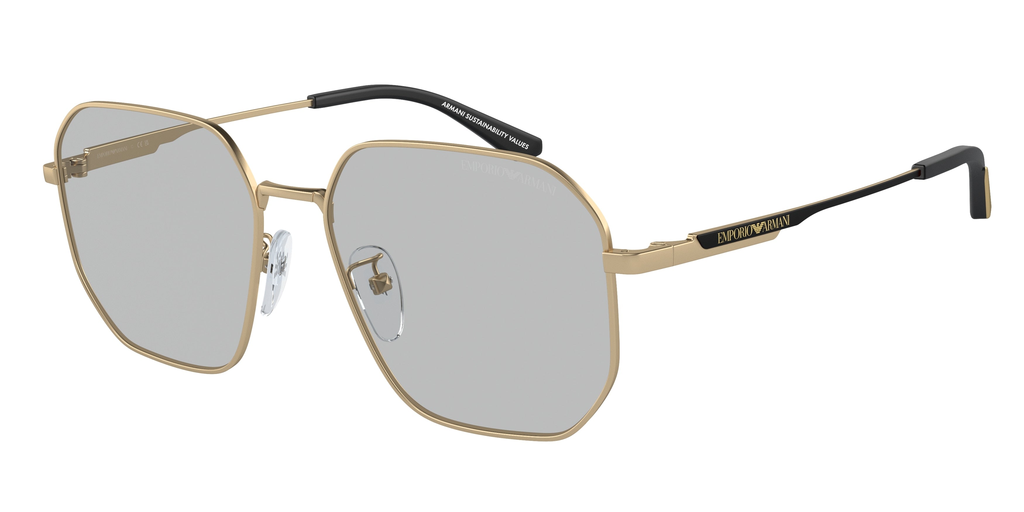 Emporio Armani EA2154D Pilot Sunglasses  300287-Matte Pale Gold 57-145-17 - Color Map Gold