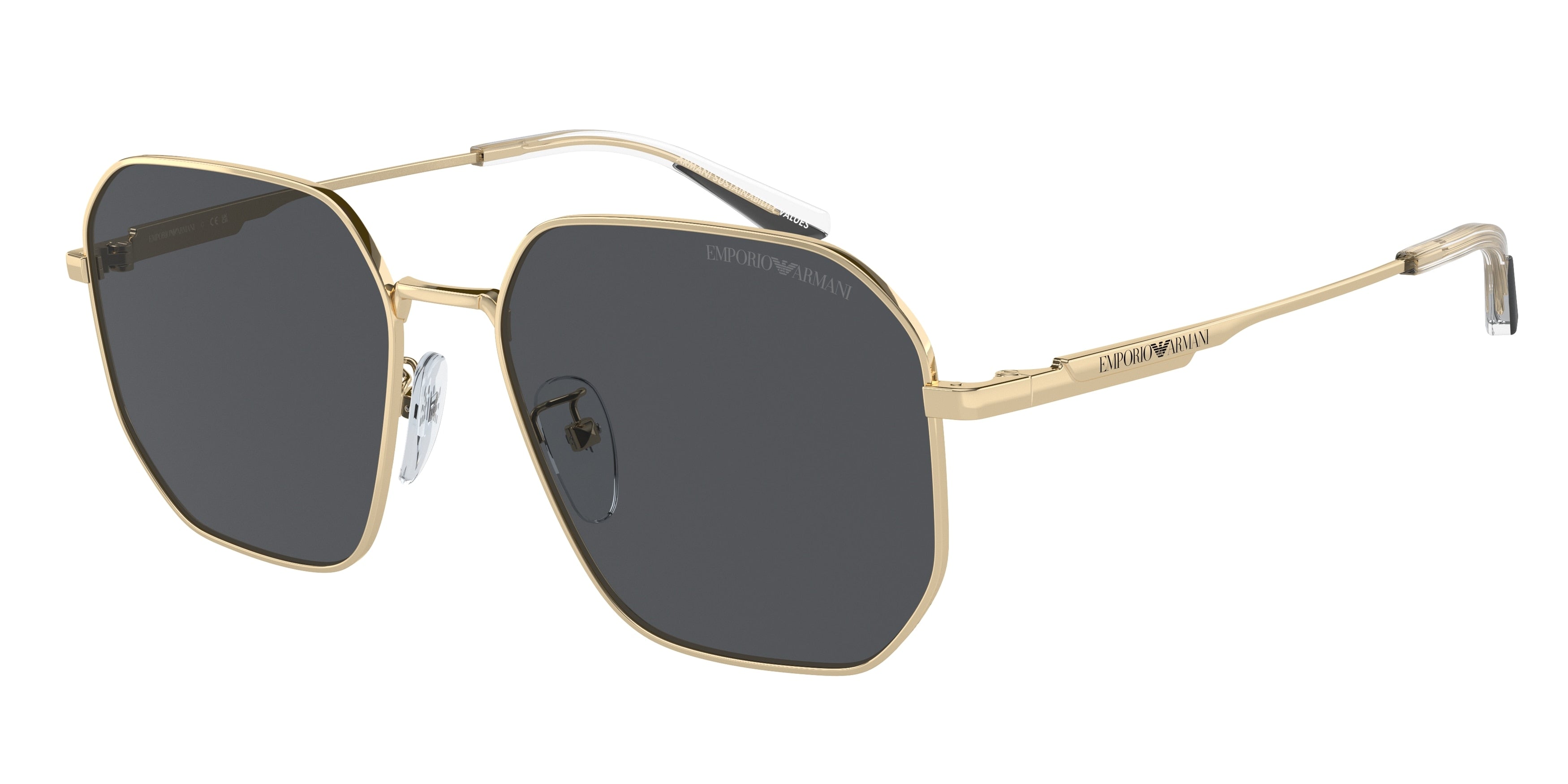 Emporio Armani EA2154D Pilot Sunglasses  301387-Shiny Pale Gold 57-145-17 - Color Map Gold