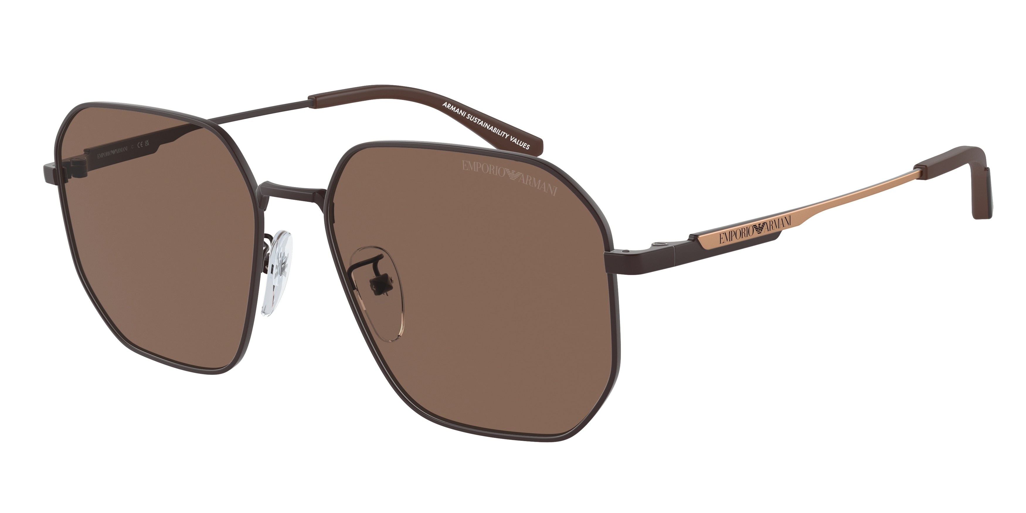 Emporio Armani EA2154D Pilot Sunglasses  320173-Matte Brown 57-145-17 - Color Map Brown