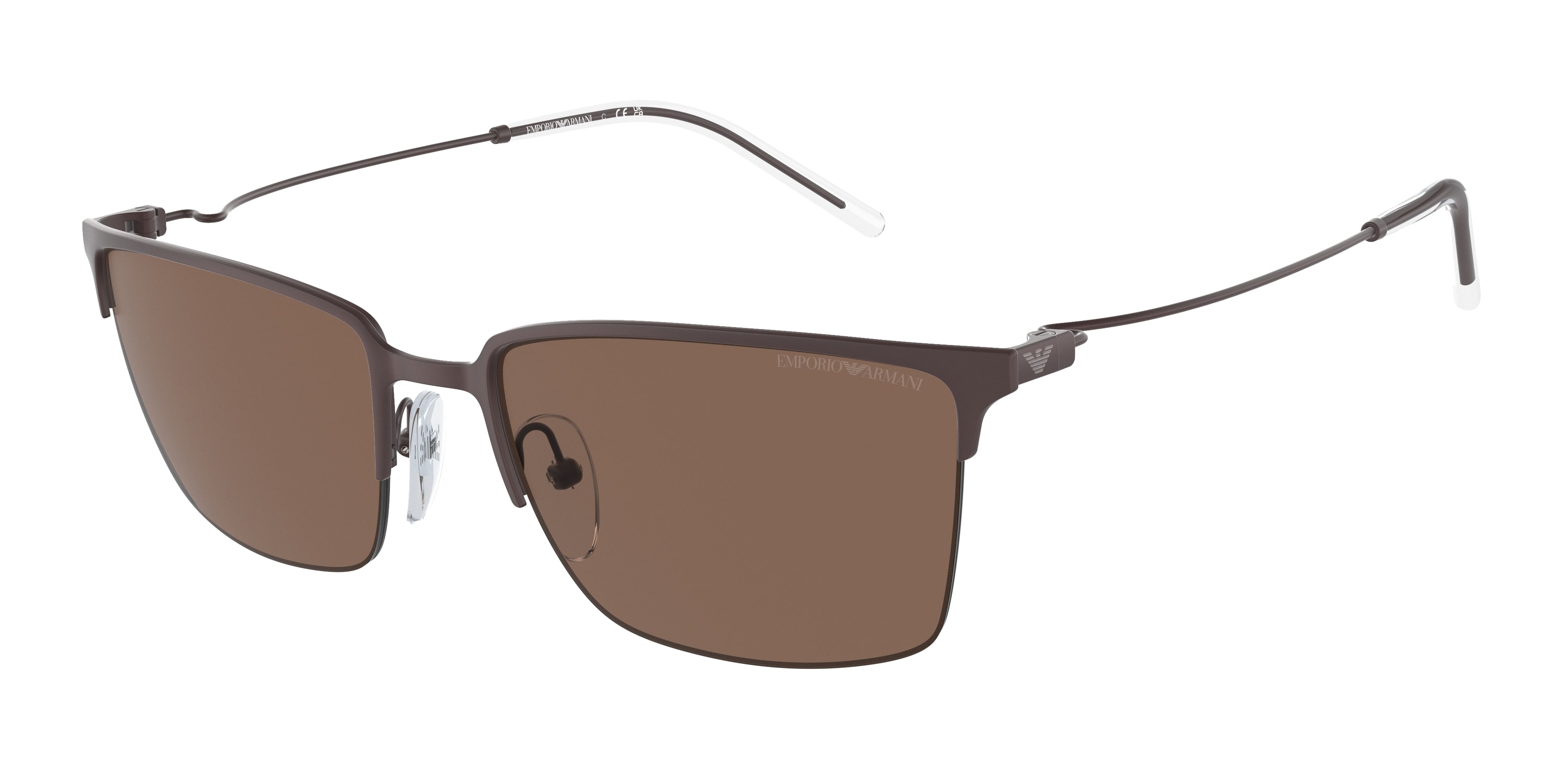 Emporio Armani EA2155 Square Sunglasses  338073-Matte Brown 58-145-19 - Color Map Brown