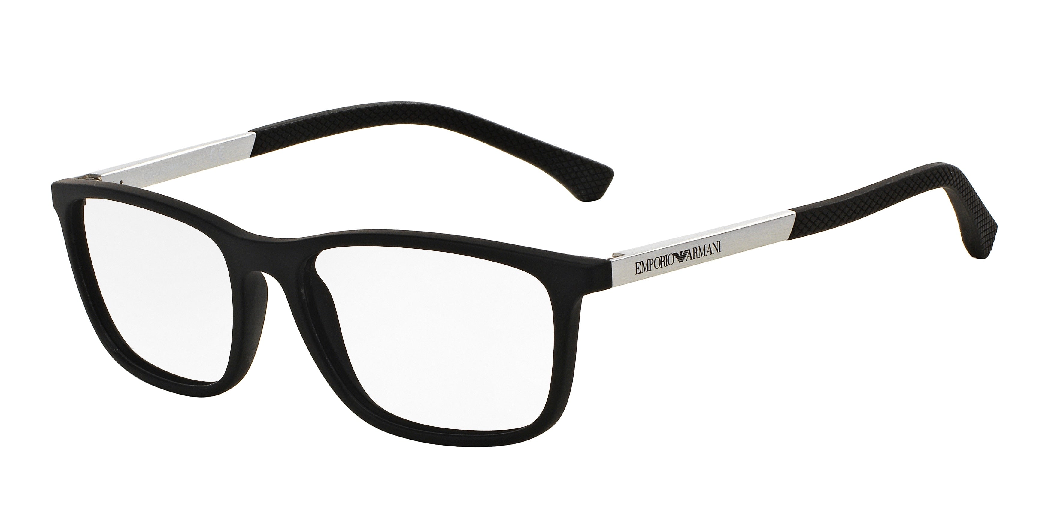 Emporio Armani EA3069 Rectangle Eyeglasses  5063-Rubber Black 55-140-17 - Color Map Black