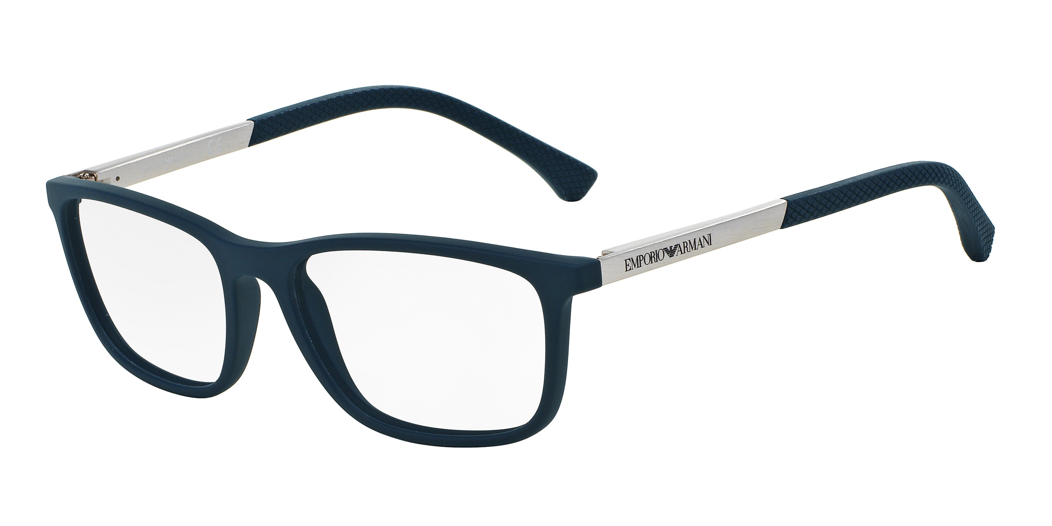 Emporio Armani EA3069 Rectangle Eyeglasses  5474-Rubber Blue 55-140-17 - Color Map Blue