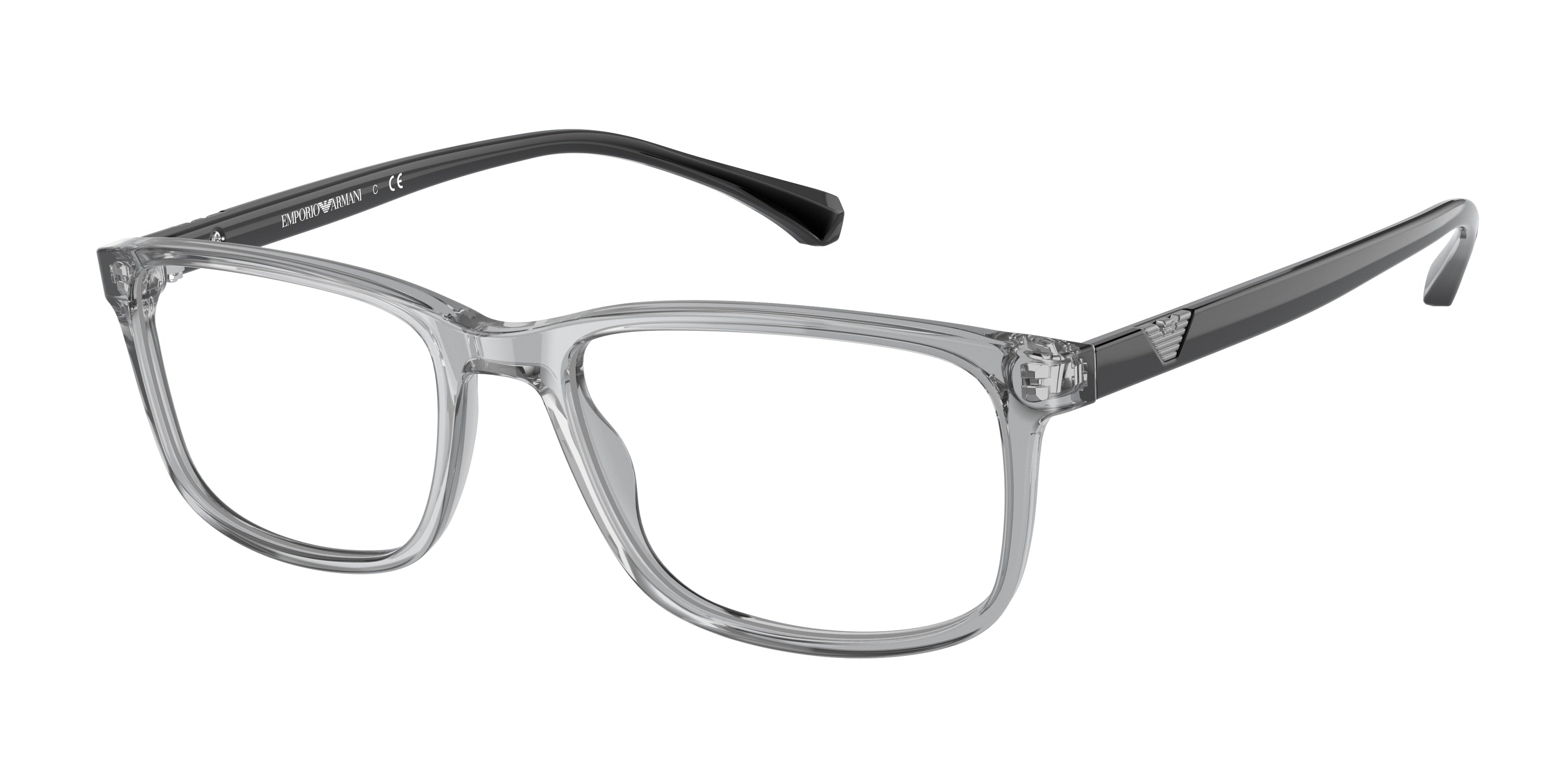 Emporio Armani EA3098 Rectangle Eyeglasses  5029-Transparent Grey 53-140-18 - Color Map Grey