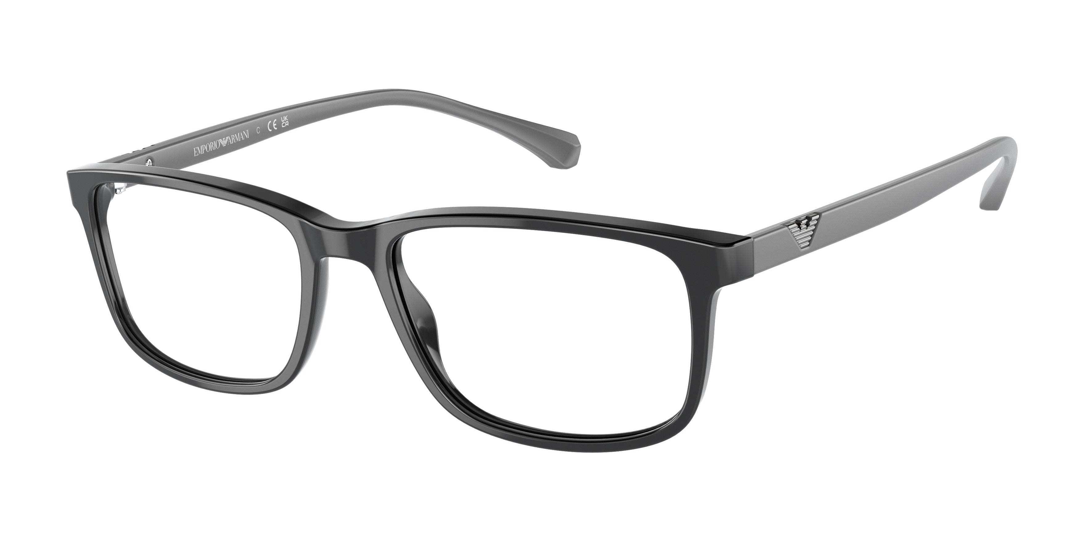 Emporio Armani EA3098 Rectangle Eyeglasses  5378-Shiny Black 53-140-18 - Color Map Black