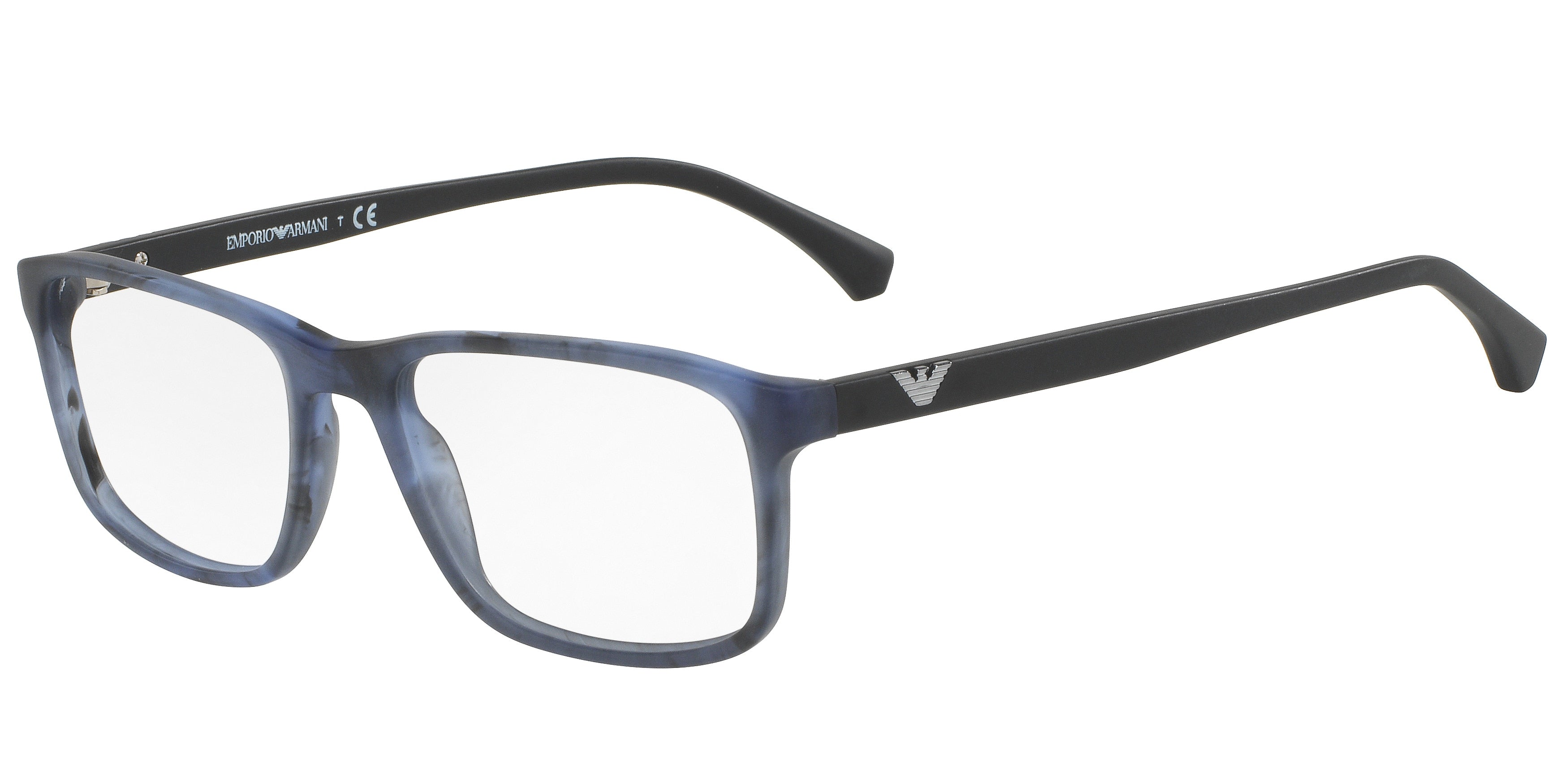 Emporio Armani EA3098 Rectangle Eyeglasses  5549-Matte Striped Blue 53-140-18 - Color Map Blue