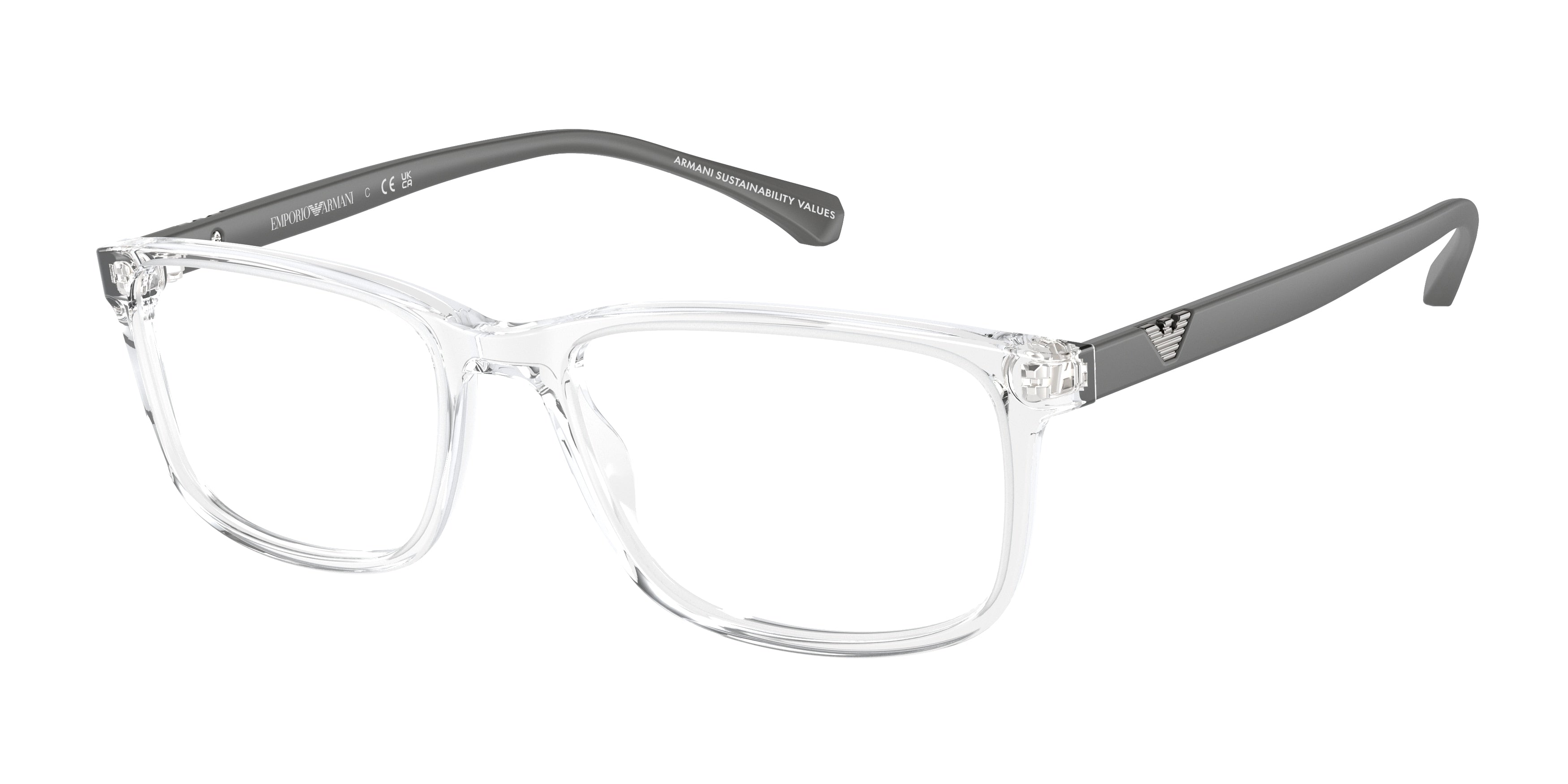 Emporio Armani EA3098 Rectangle Eyeglasses  5882-Shiny Crystal 53-140-18 - Color Map Transparent