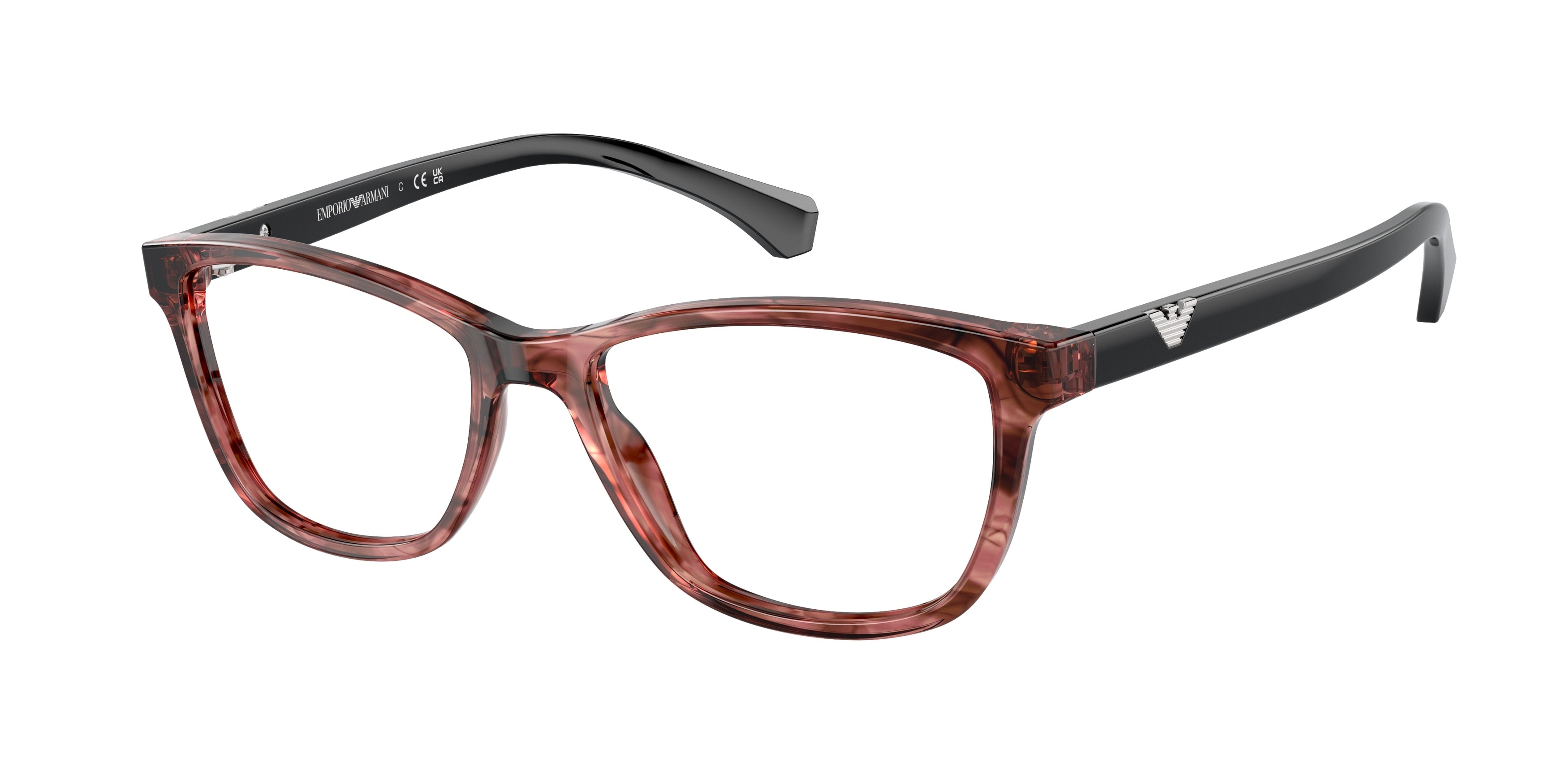 Emporio Armani EA3099 Cat Eye Eyeglasses  5553-Shiny Striped Pink 54-140-16 - Color Map Pink