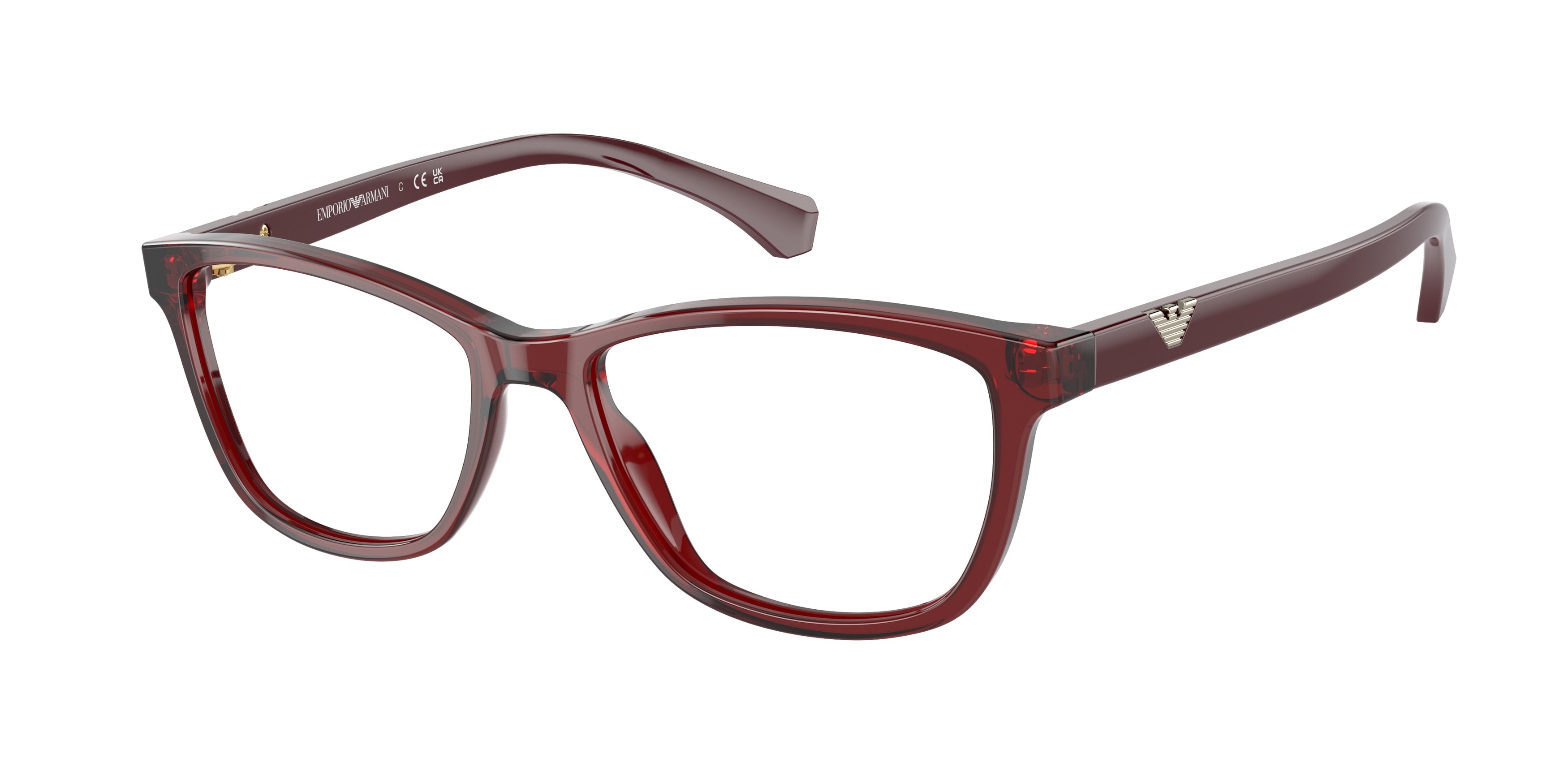 Emporio Armani EA3099 Cat Eye Eyeglasses  5576-Shiny Bordeaux 54-140-16 - Color Map Red