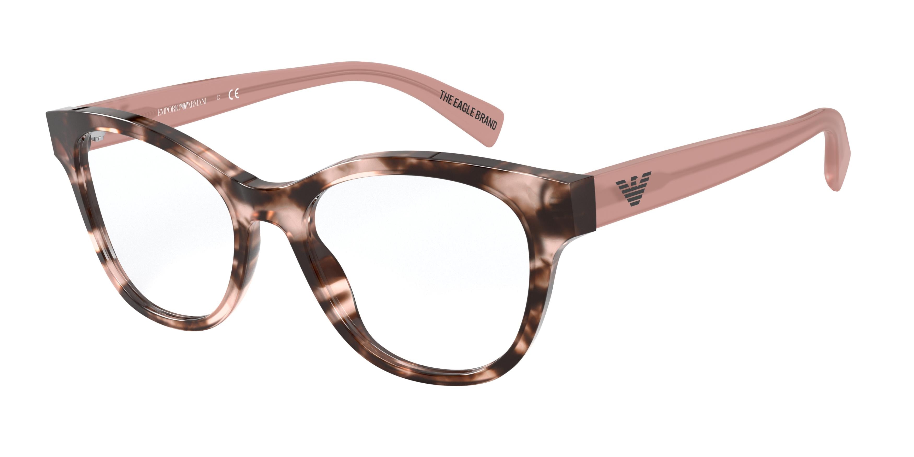 Emporio Armani EA3162 Cat Eye Eyeglasses  5766-Shiny Pink Havana 52-140-18 - Color Map Pink