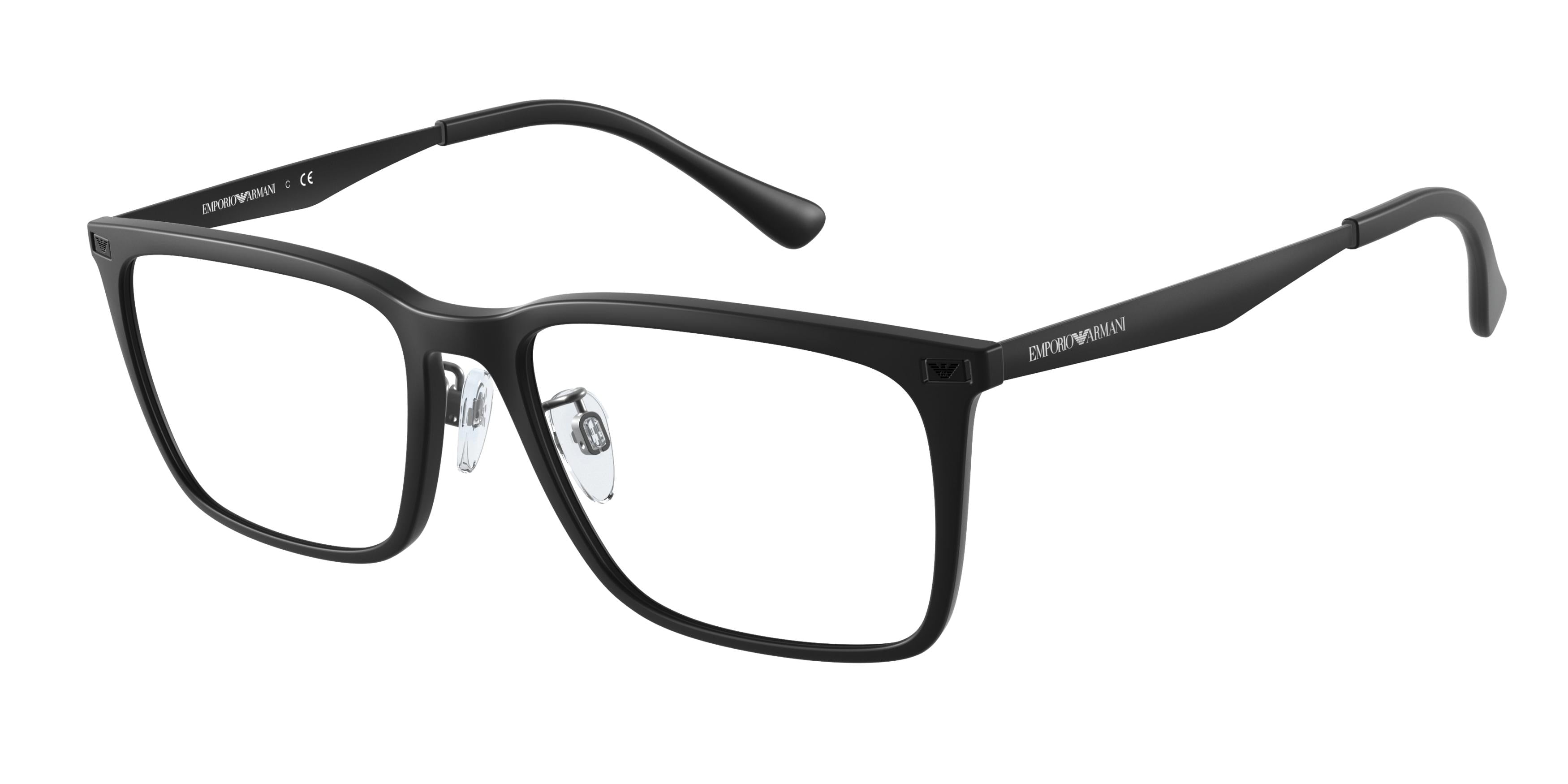 Emporio Armani EA3169F Rectangle Eyeglasses  5042-Matte Black 55-150-17 - Color Map Black