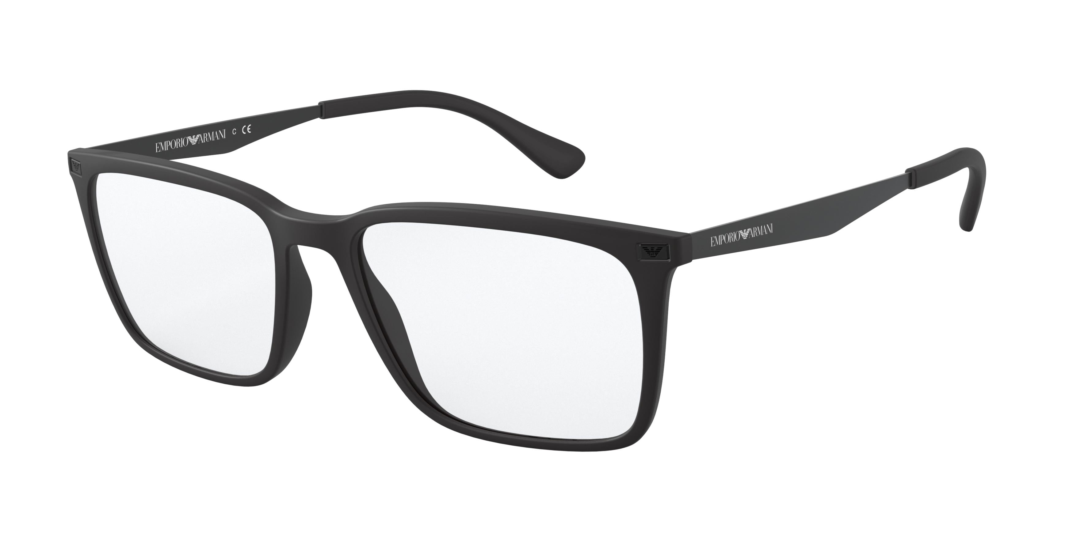 Emporio Armani EA3169 Rectangle Eyeglasses  5042-Matte Black 55-150-17 - Color Map Black