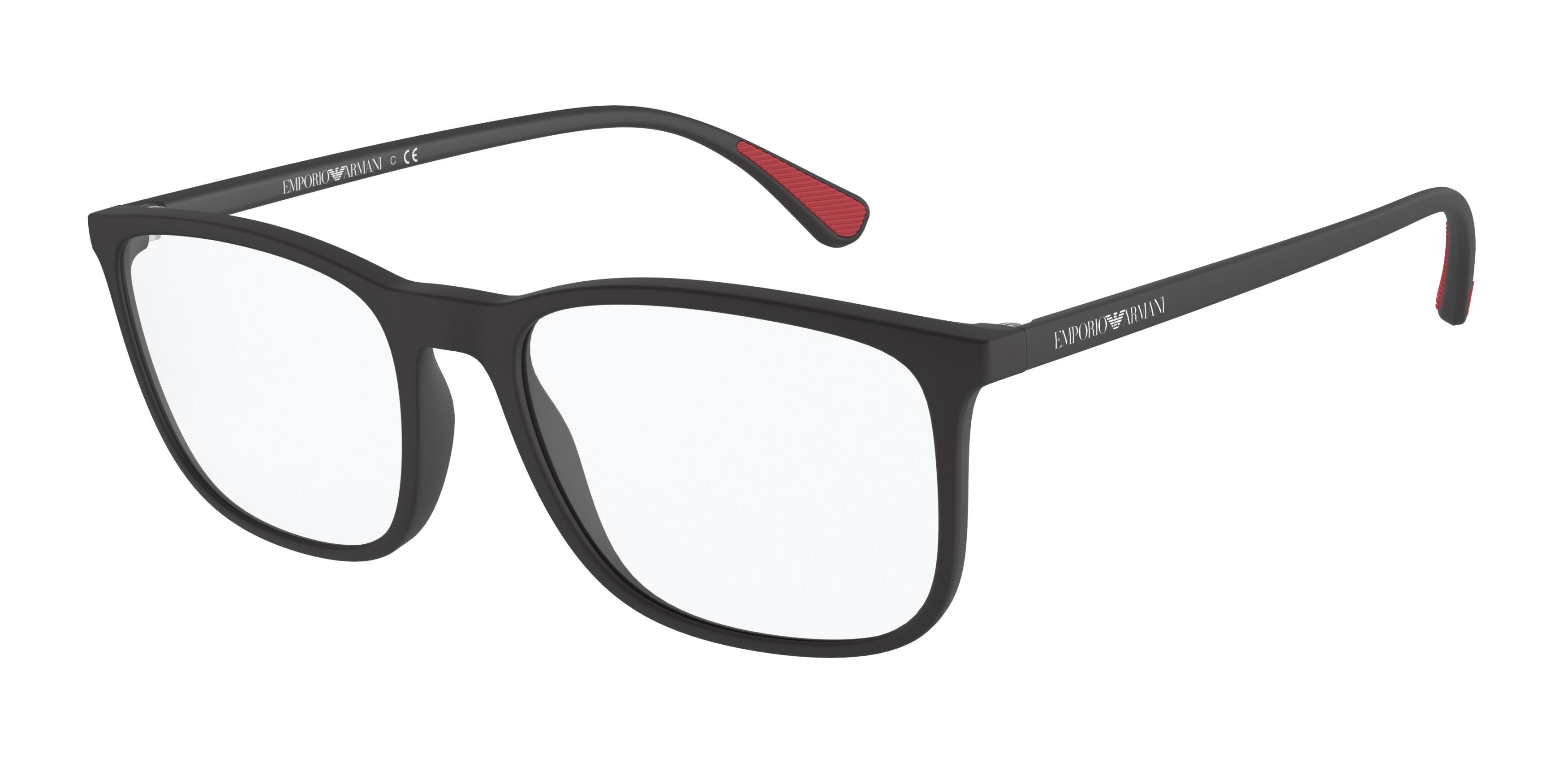 Emporio Armani EA3177 Rectangle Eyeglasses  5042-Matte Black 55-145-18 - Color Map Black