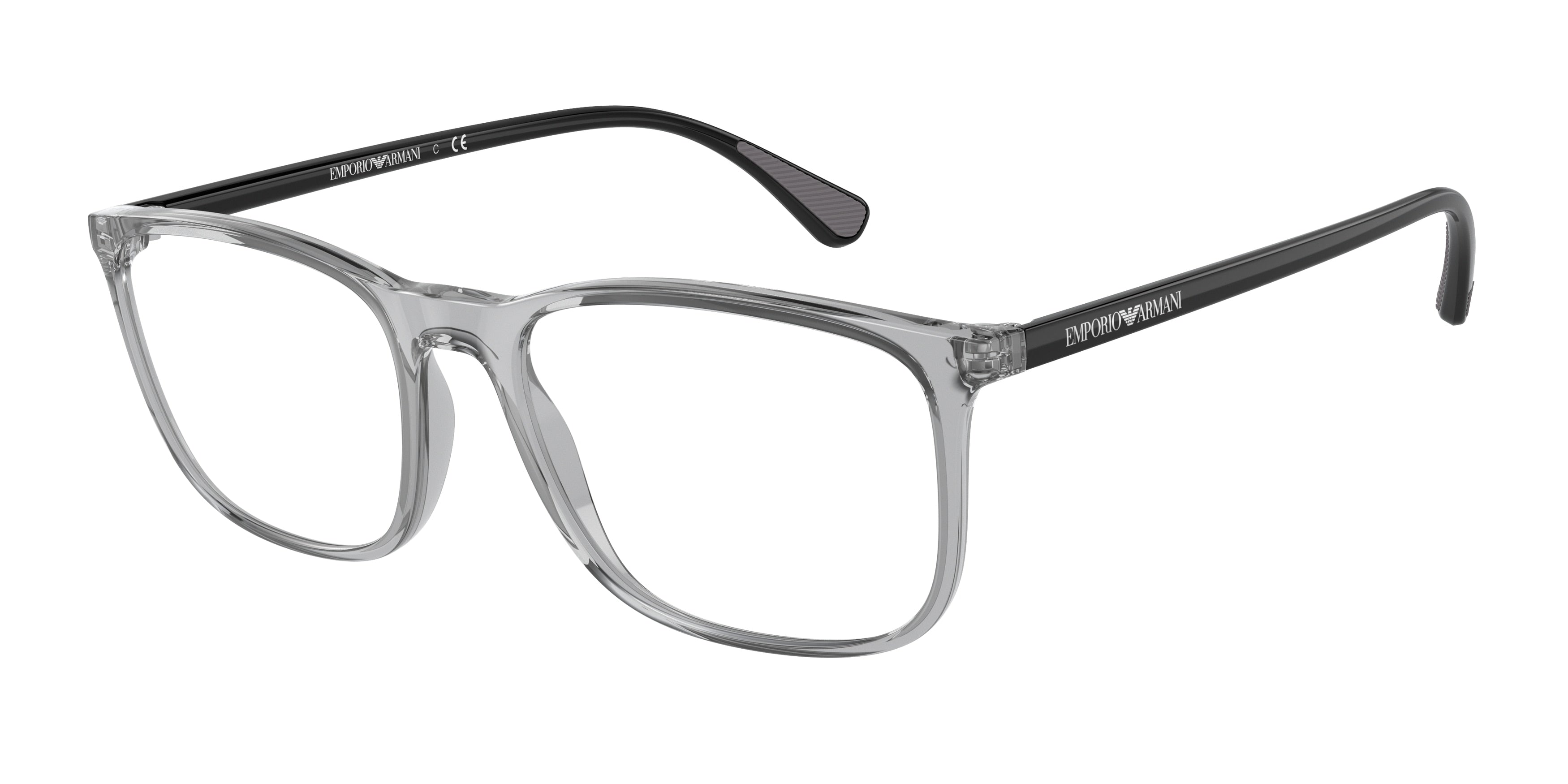 Emporio Armani EA3177 Rectangle Eyeglasses  5090-Shiny Transparent Grey 53-145-18 - Color Map Grey