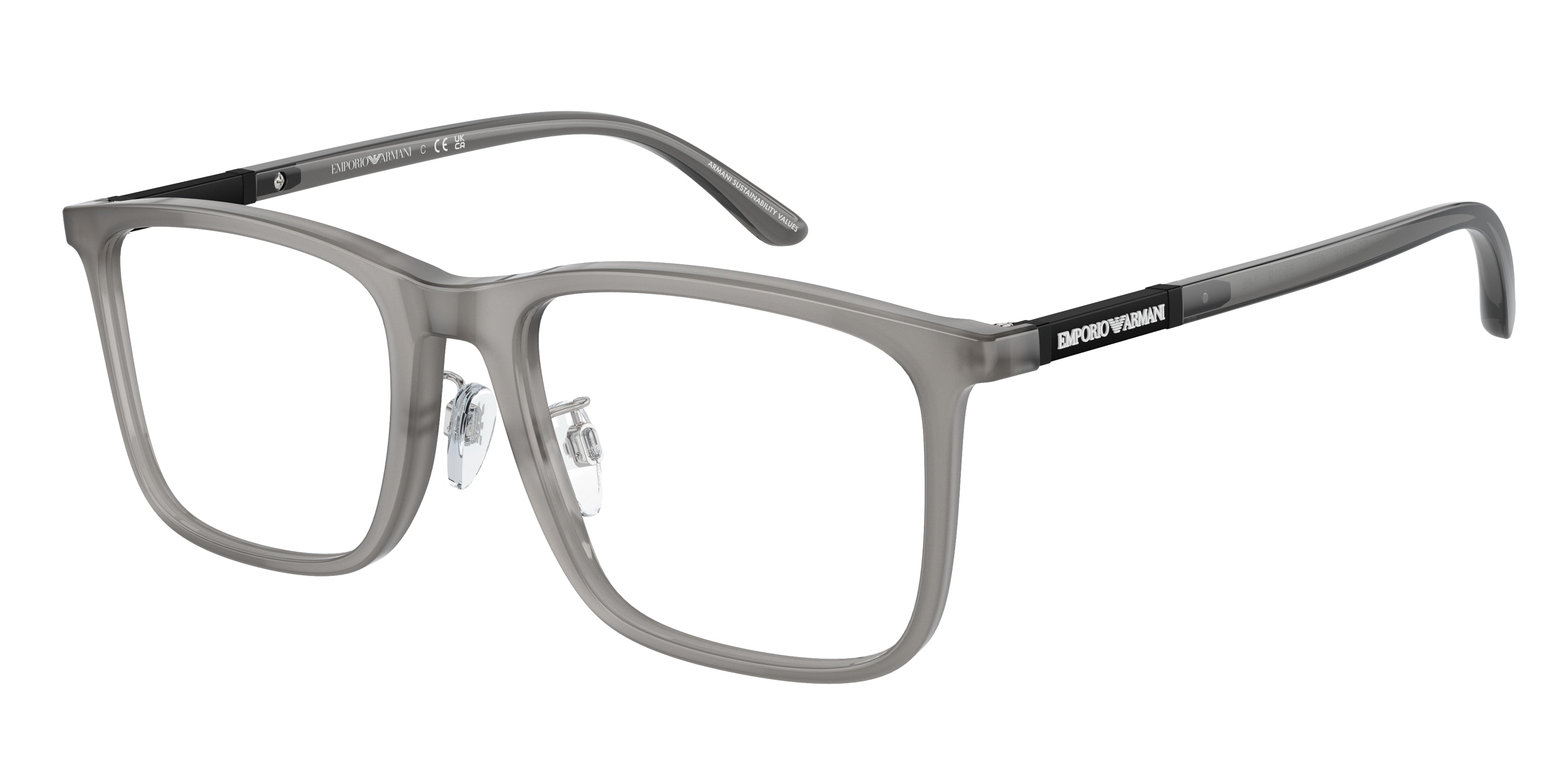 Emporio Armani EA3181F Rectangle Eyeglasses  6070-Shiny Opal Grey 55-145-19 - Color Map Grey