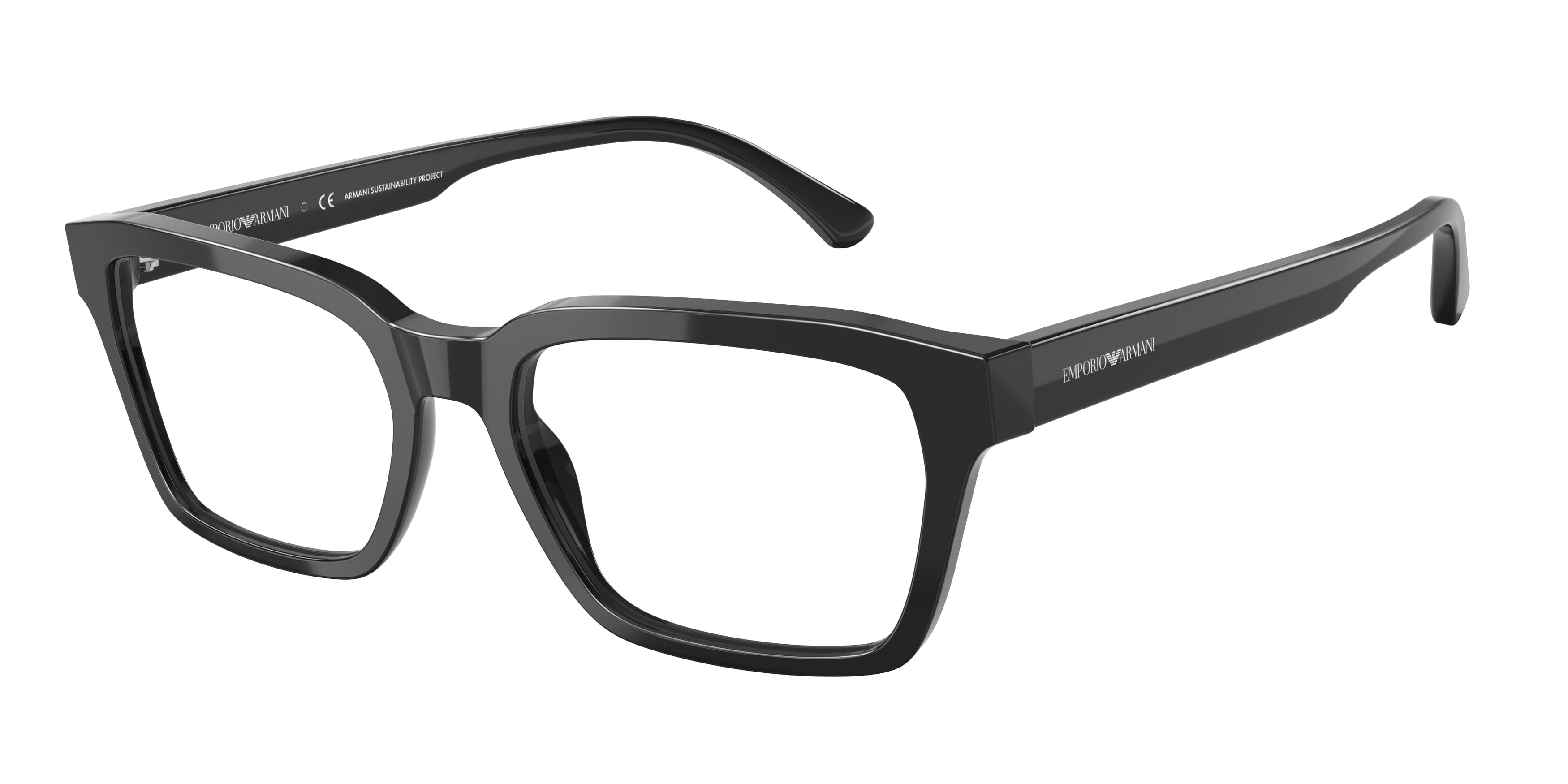 Emporio Armani EA3192 Rectangle Eyeglasses  5875-Shiny Black 55-145-18 - Color Map Black