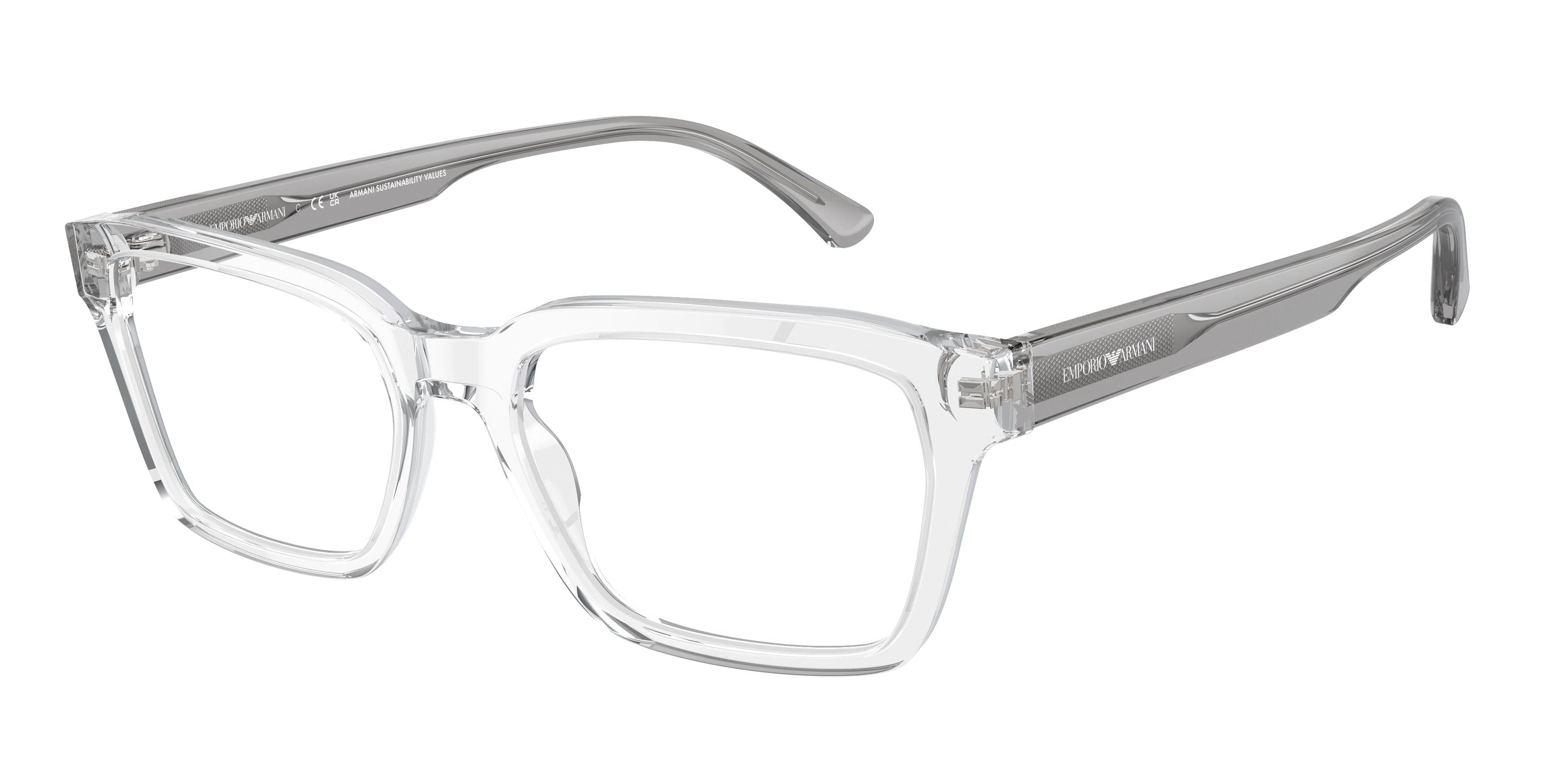 Emporio Armani EA3192 Rectangle Eyeglasses  5883-Shiny Crystal 55-145-18 - Color Map Transparent