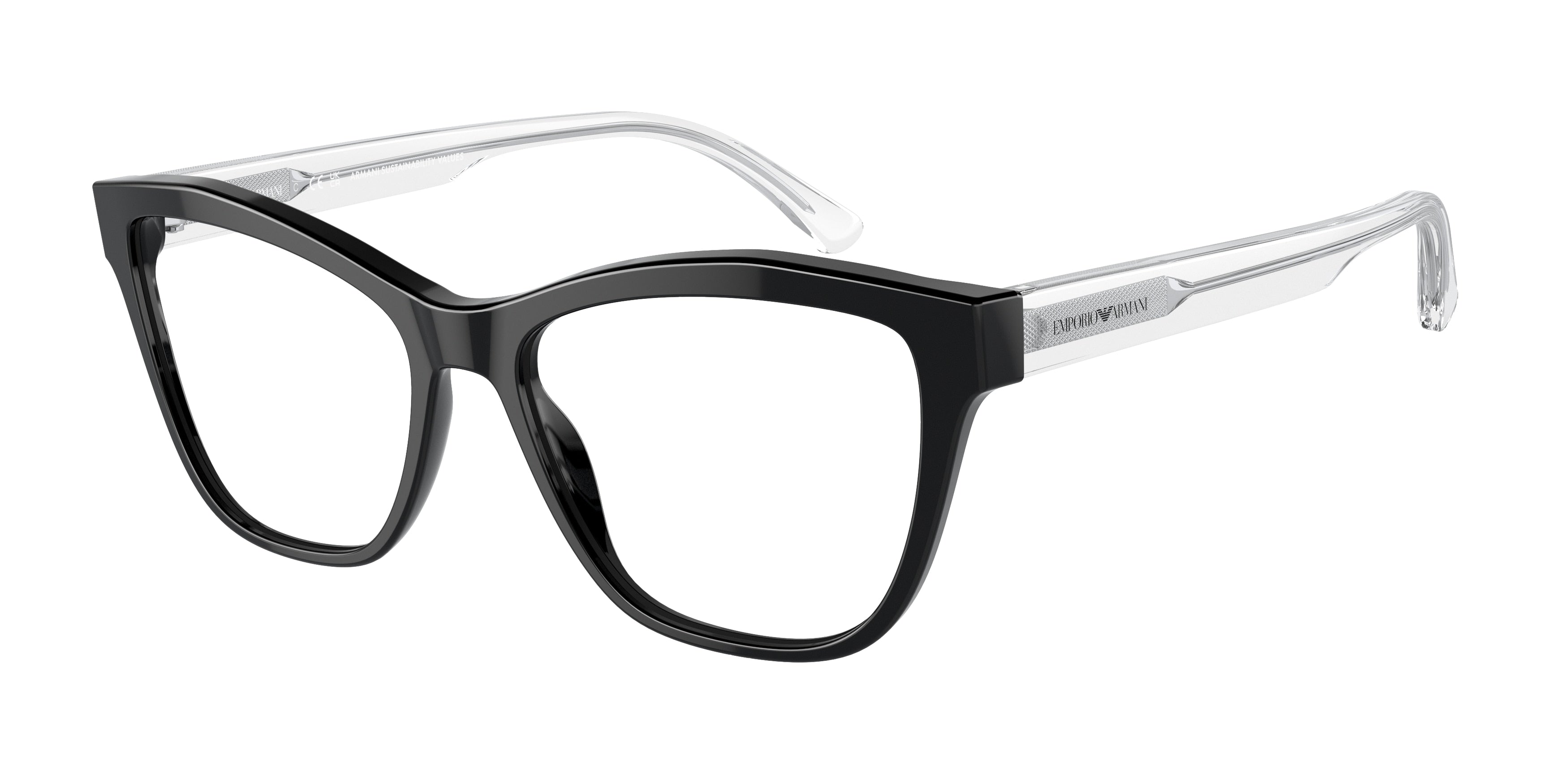 Emporio Armani EA3193 Cat Eye Eyeglasses  5017-Shiny Black 54-140-16 - Color Map Black