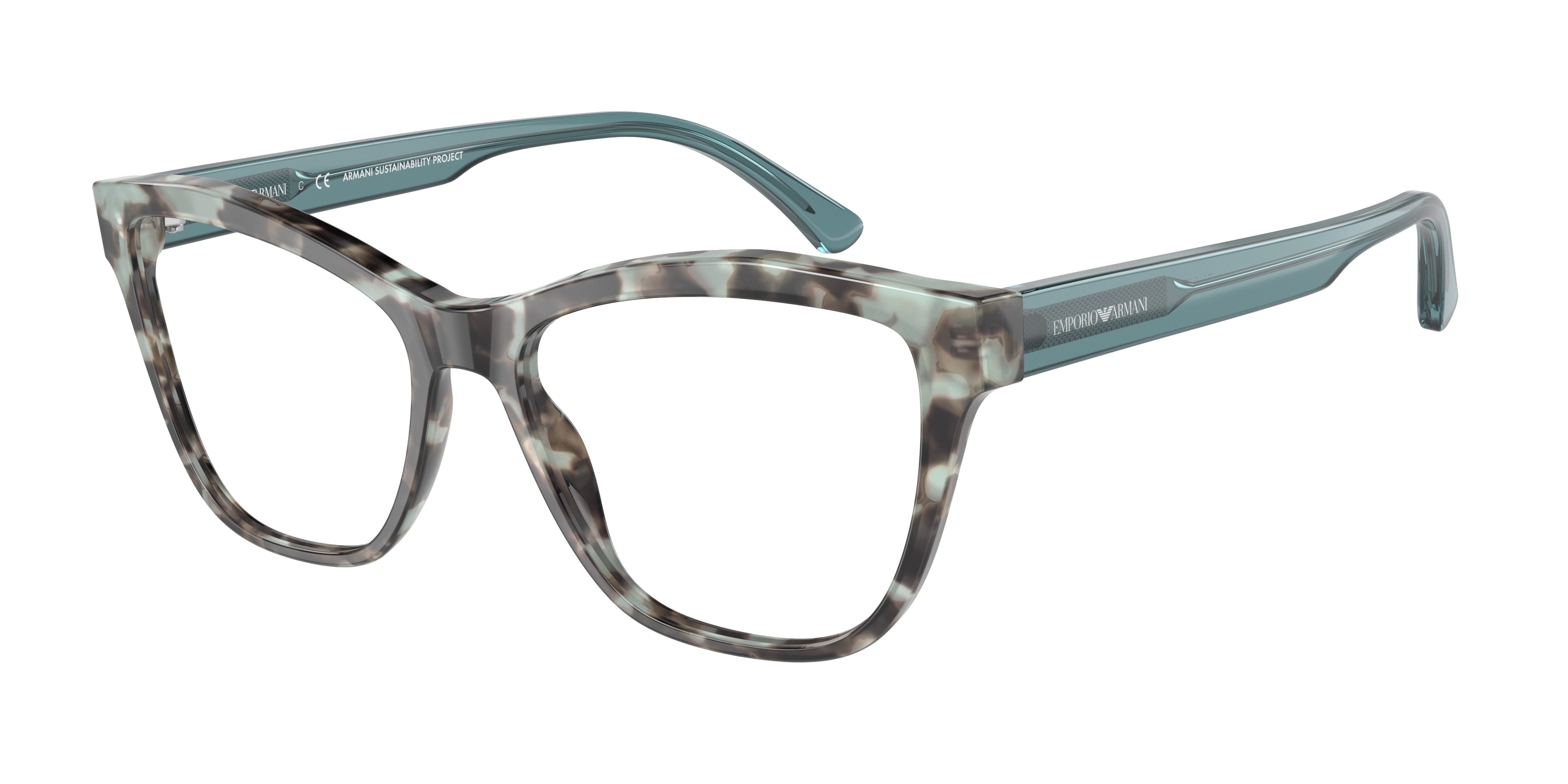 Emporio Armani EA3193 Cat Eye Eyeglasses  5097-Shiny Blue Havana 52-140-16 - Color Map Blue