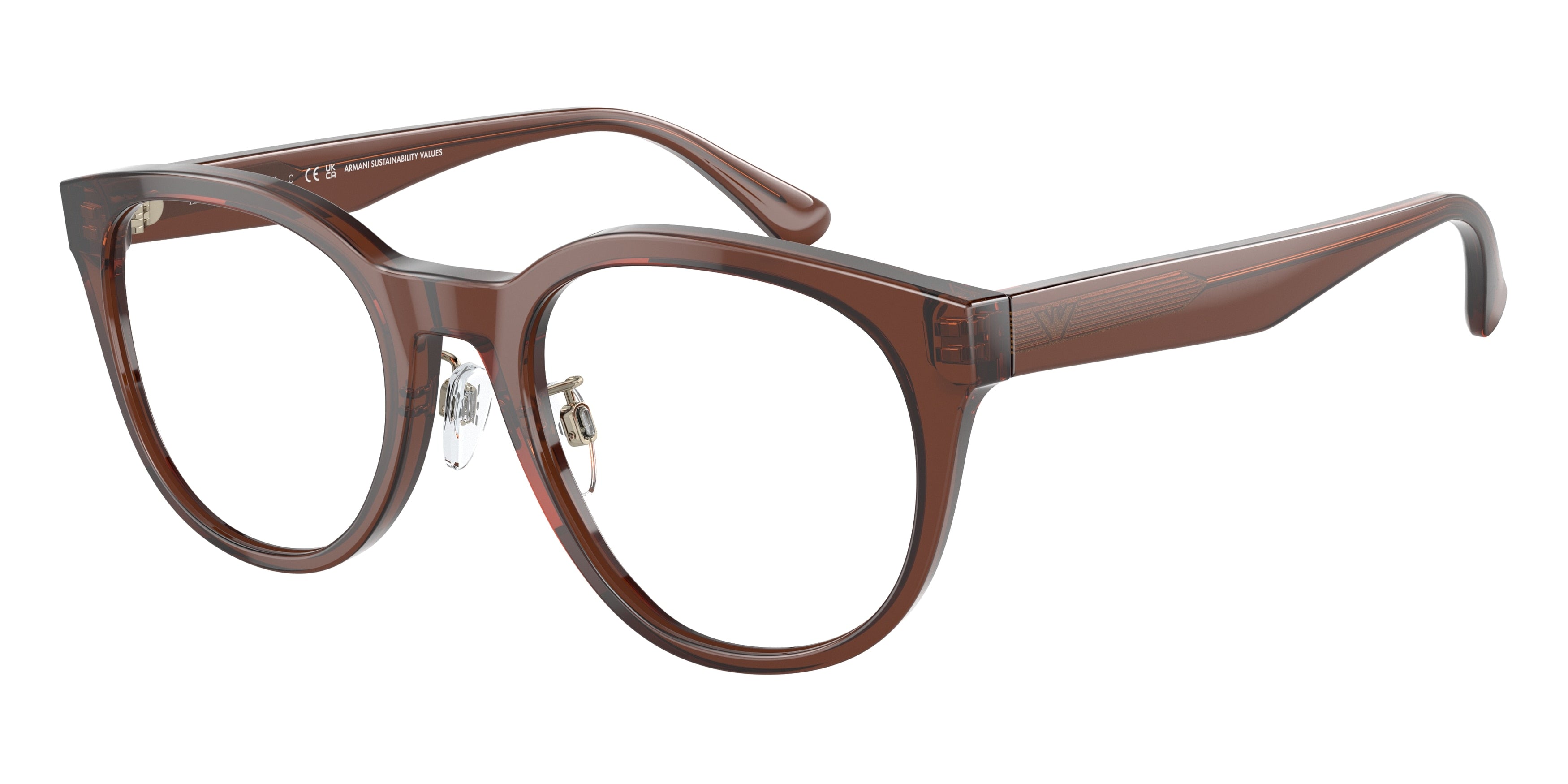 Emporio Armani EA3207F Phantos Eyeglasses  5044-Shiny Transparent Brown 53-145-21 - Color Map Brown