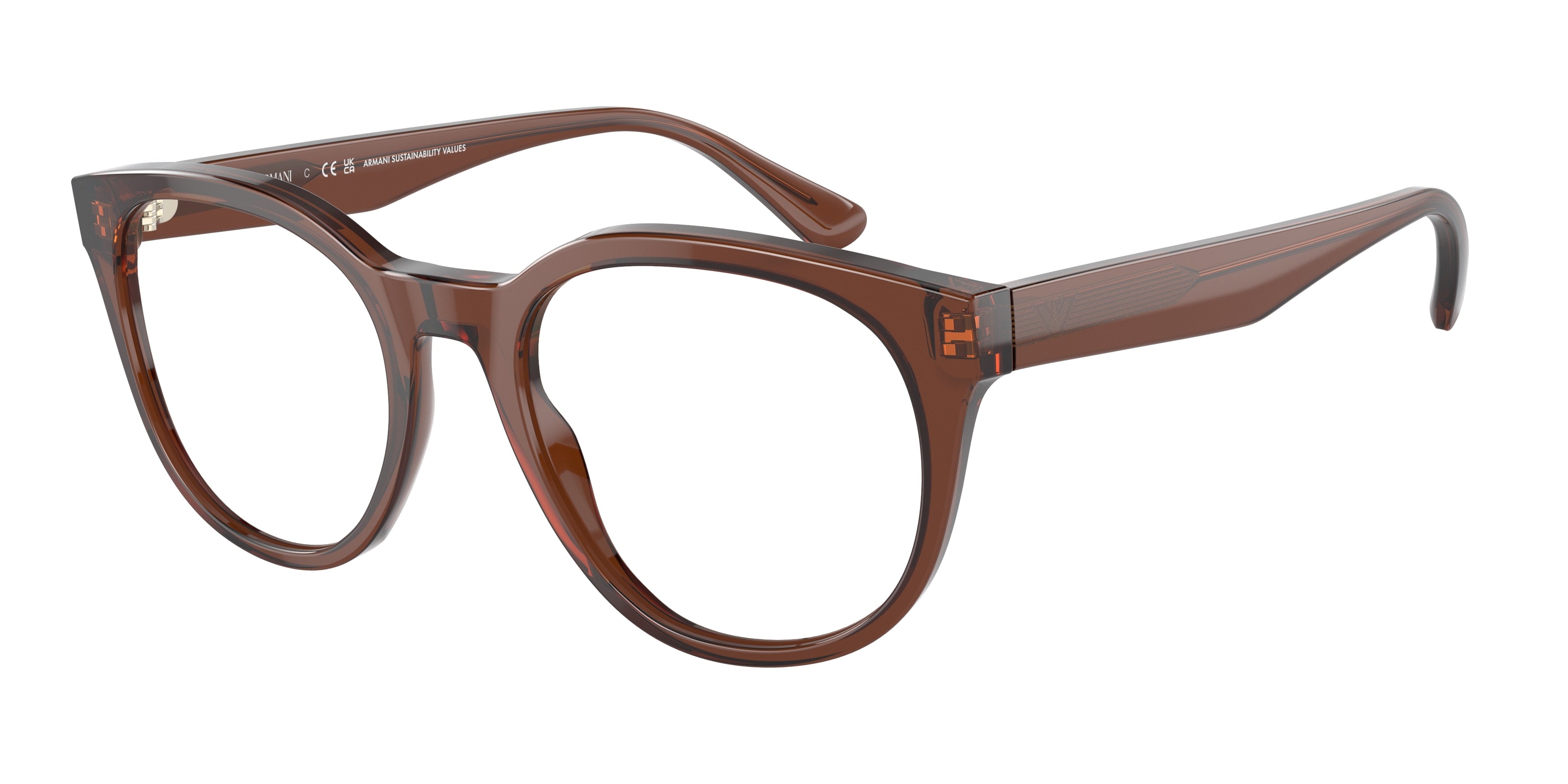 Emporio Armani EA3207 Phantos Eyeglasses  5044-Shiny Transparent Brown 53-145-20 - Color Map Brown