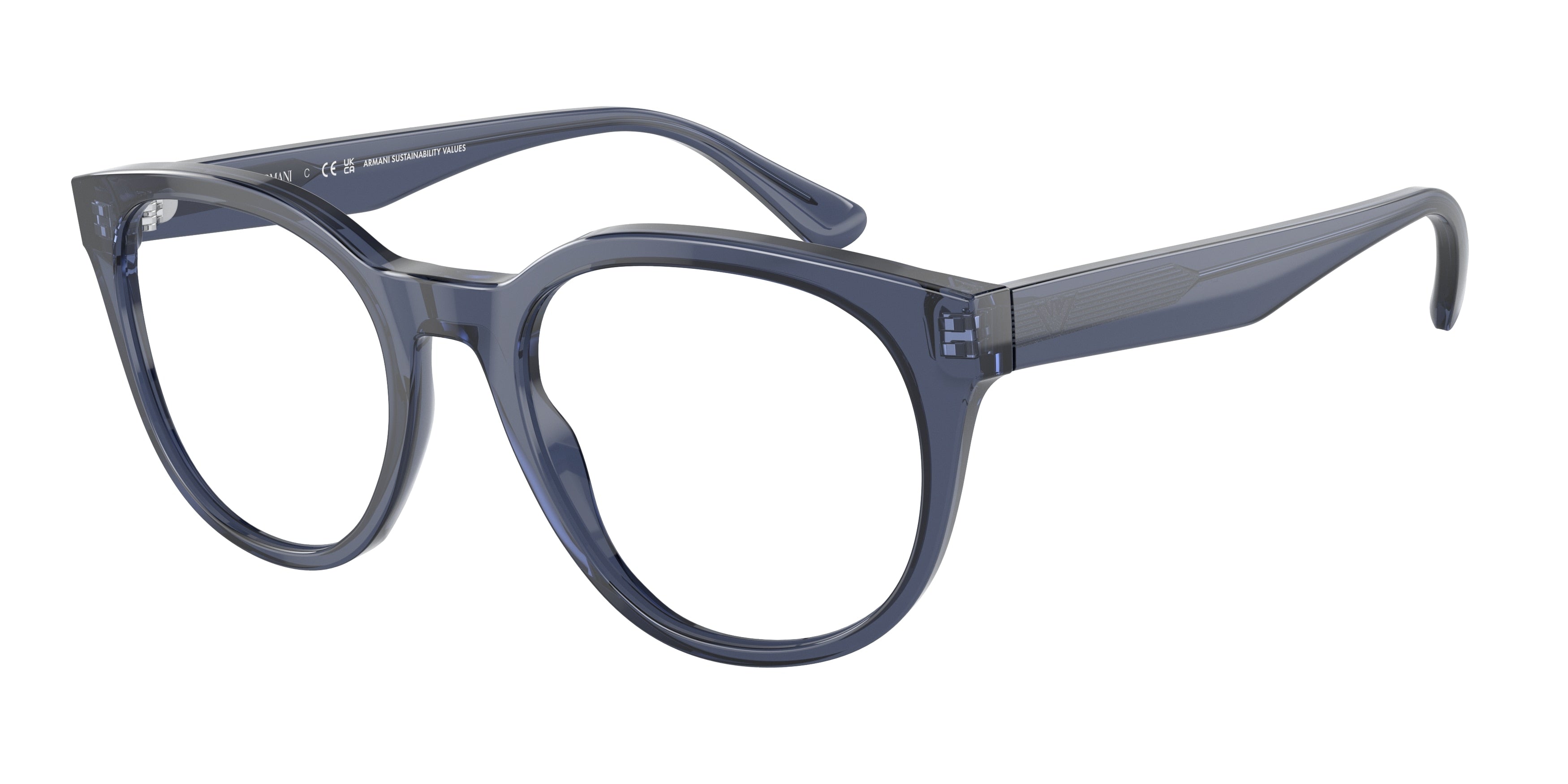 Emporio Armani EA3207 Phantos Eyeglasses  5072-Shiny Transparent Blue 53-145-20 - Color Map Blue