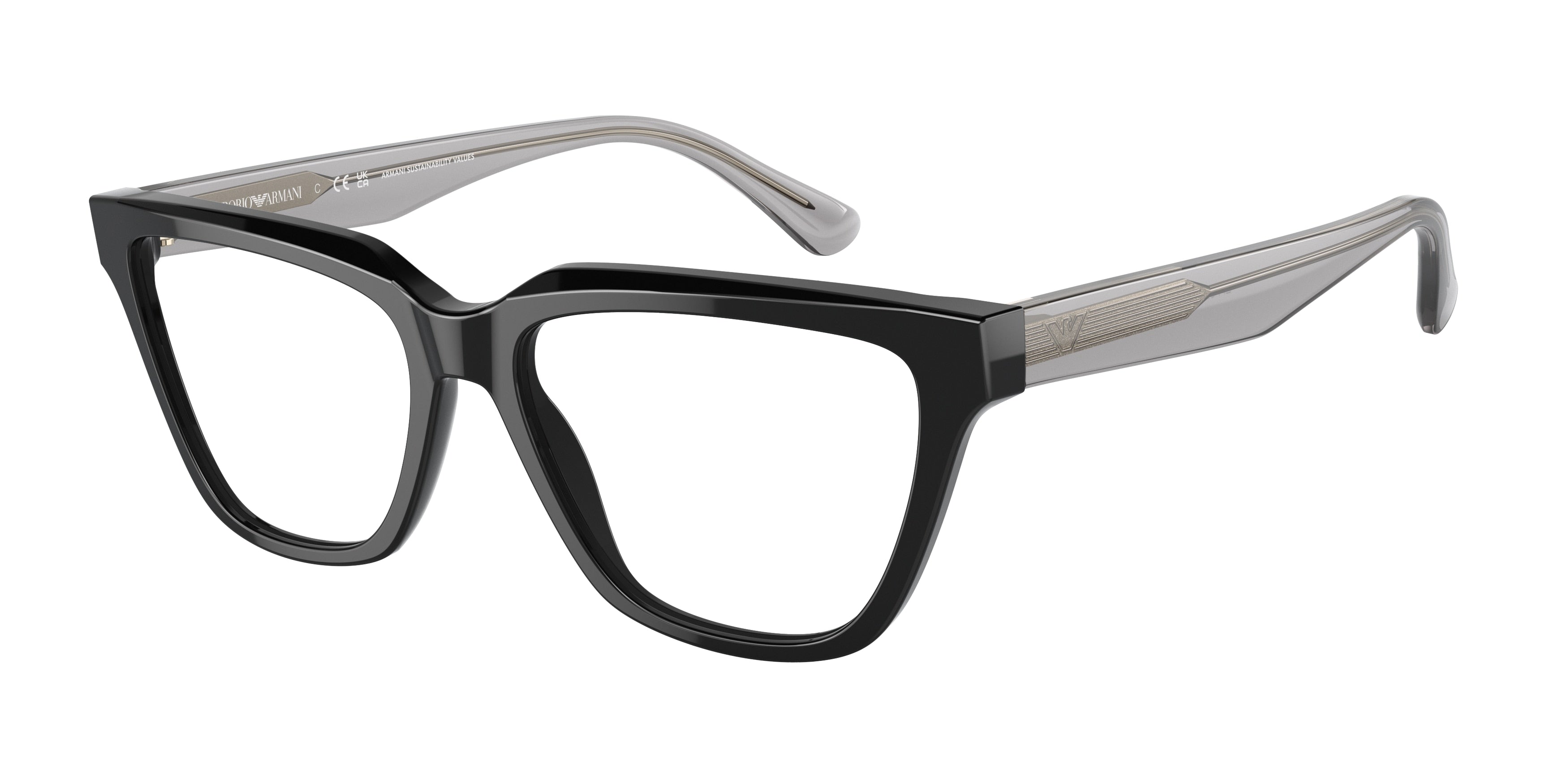 Emporio Armani EA3208 Cat Eye Eyeglasses  5017-Shiny Black 54-140-16 - Color Map Black