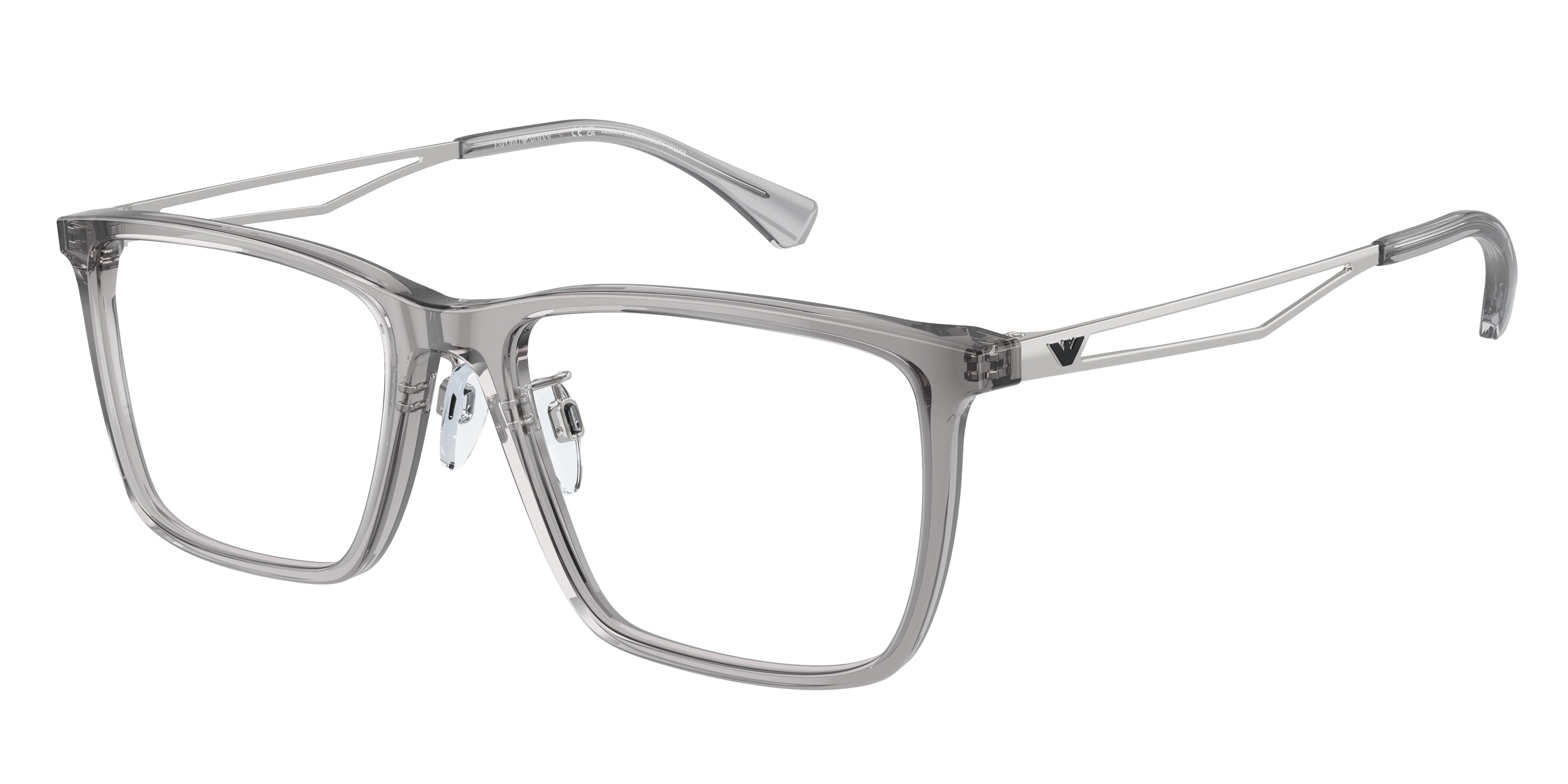 Emporio Armani EA3214D Pillow Eyeglasses  5075-Shiny Transparent Grey 56-145-18 - Color Map Grey