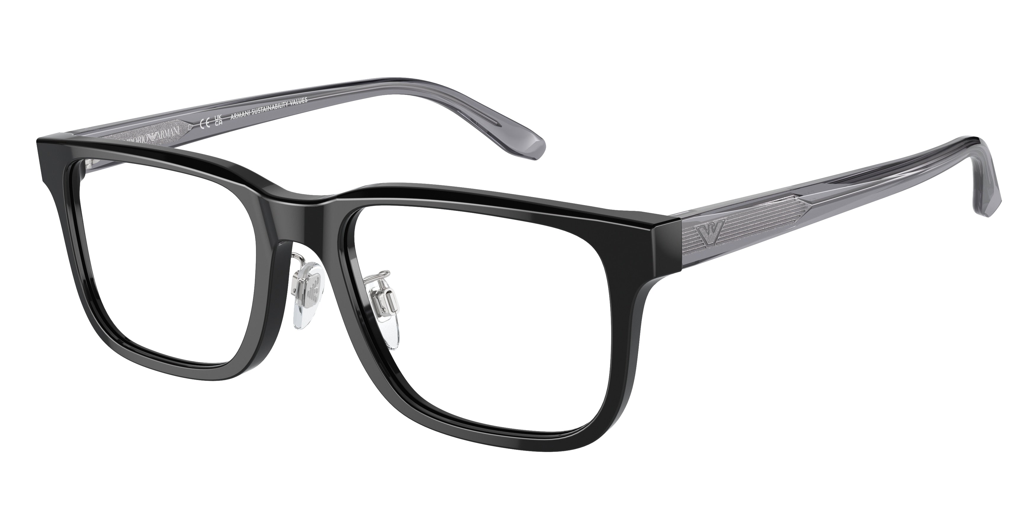 Emporio Armani EA3218F Rectangle Eyeglasses  5017-Black 55-145-19 - Color Map Black