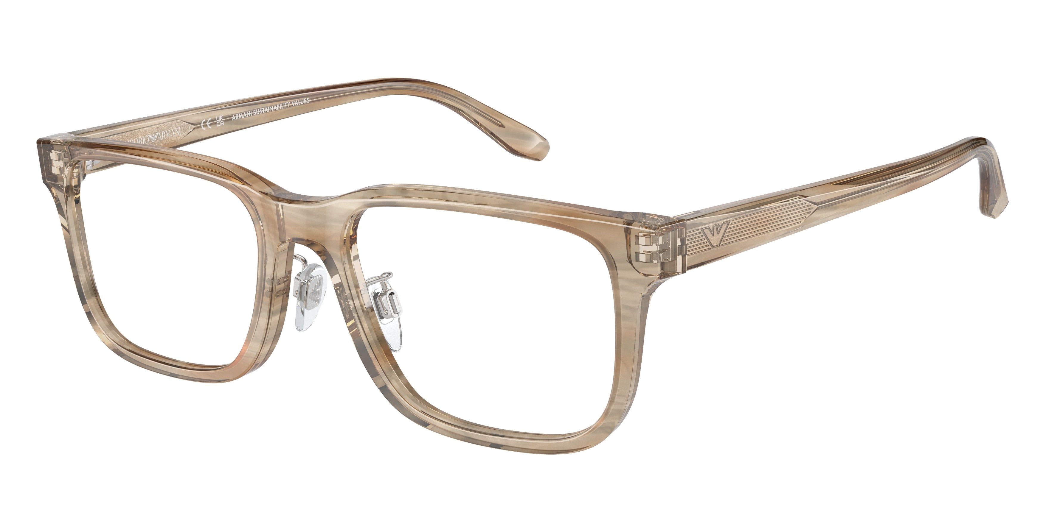 Emporio Armani EA3218F Rectangle Eyeglasses  5099-Striped Brown 55-145-19 - Color Map Tortoise