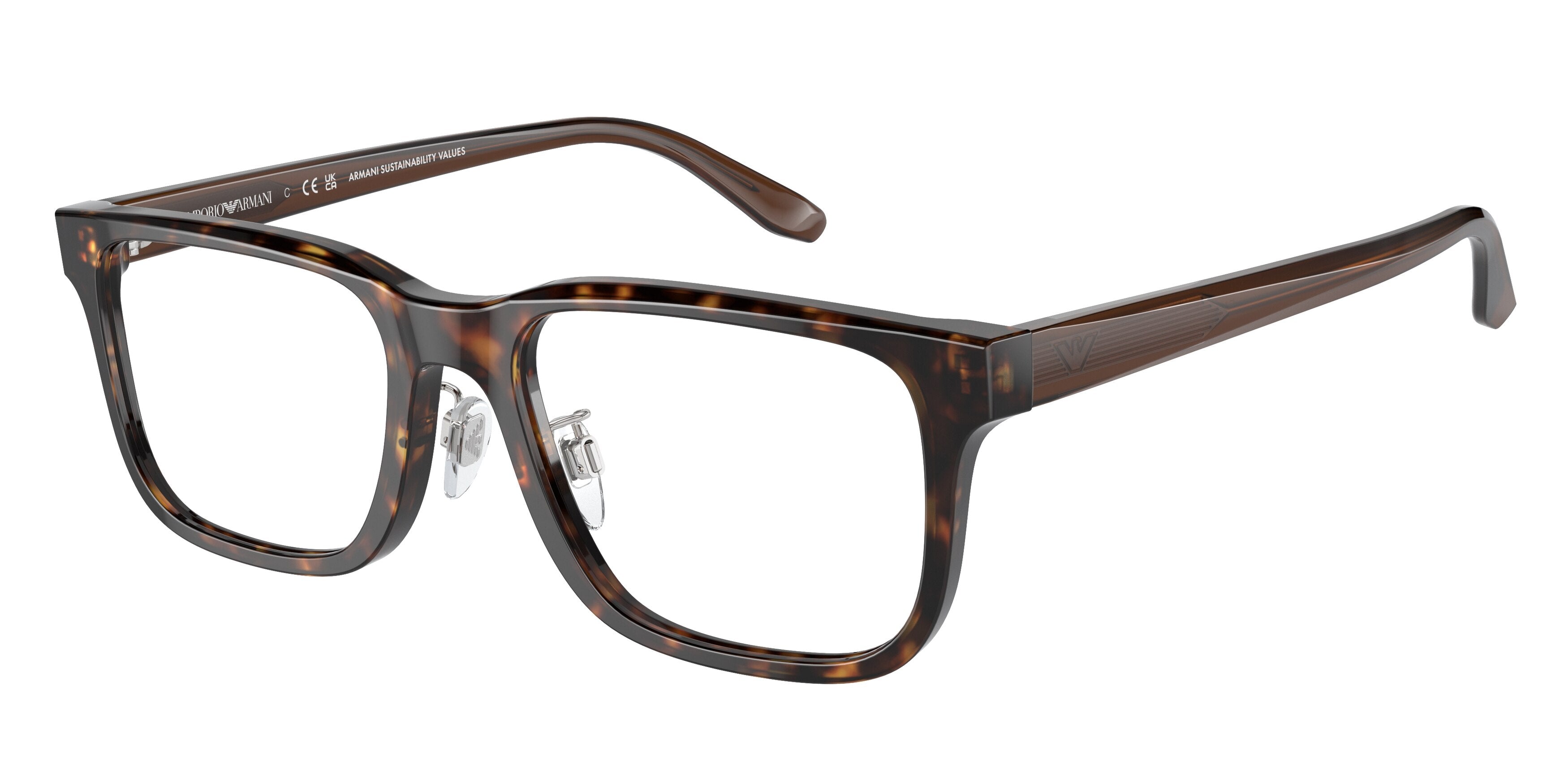 Emporio Armani EA3218F Rectangle Eyeglasses  5879-Havana 55-145-19 - Color Map Tortoise