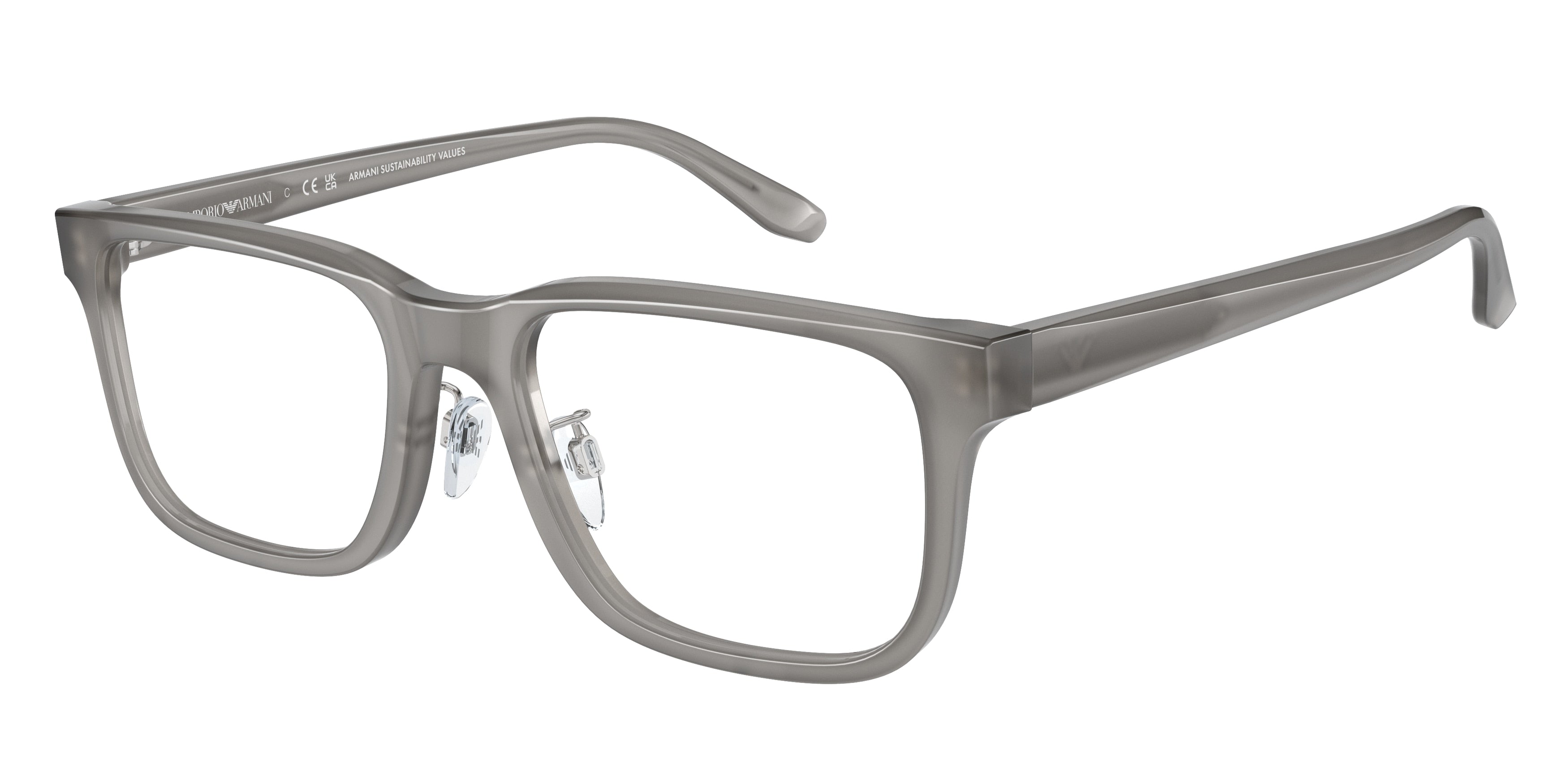 Emporio Armani EA3218F Rectangle Eyeglasses  6070-Shiny Opal Grey 55-145-19 - Color Map Grey