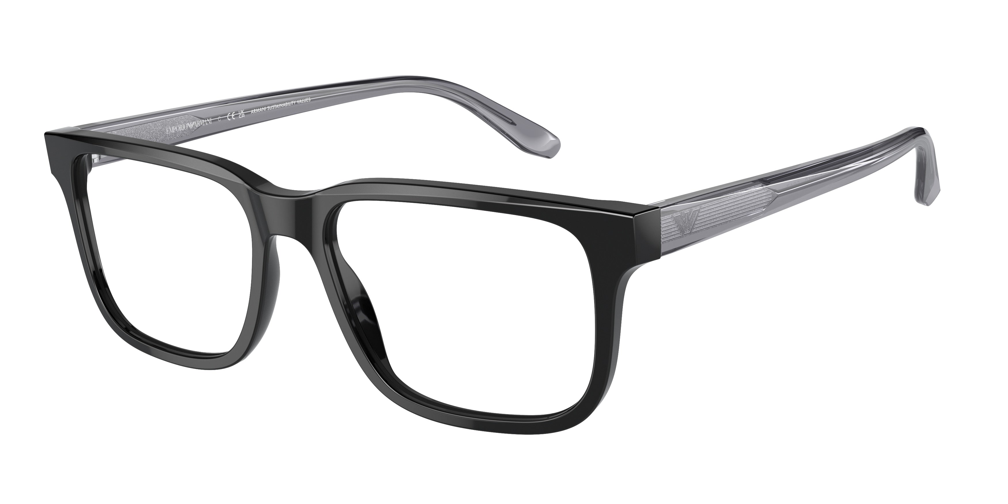 Emporio Armani EA3218 Rectangle Eyeglasses  5017-Black 55-145-17 - Color Map Black