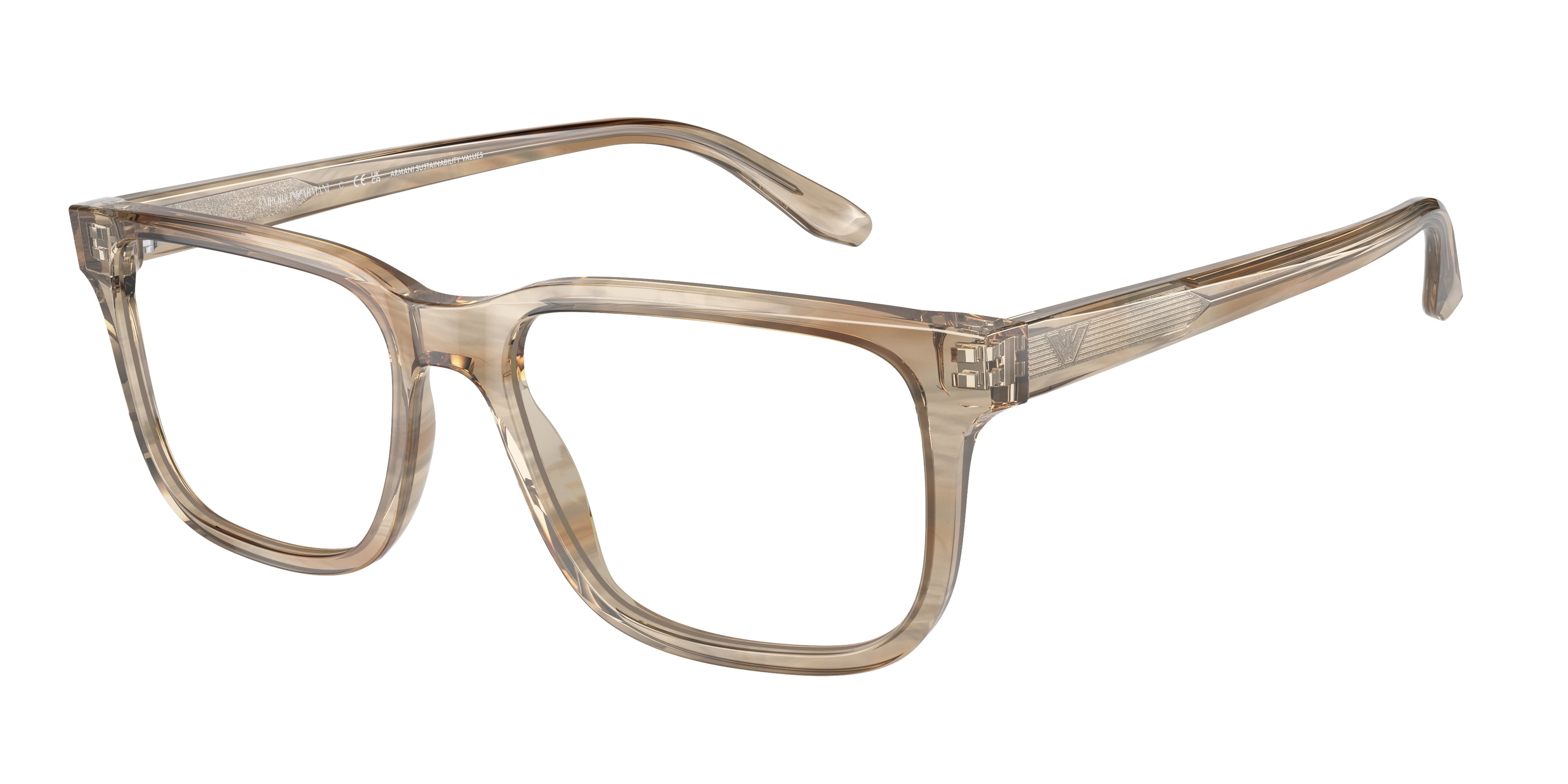 Emporio Armani EA3218 Rectangle Eyeglasses  5099-Striped Brown 55-145-17 - Color Map Tortoise