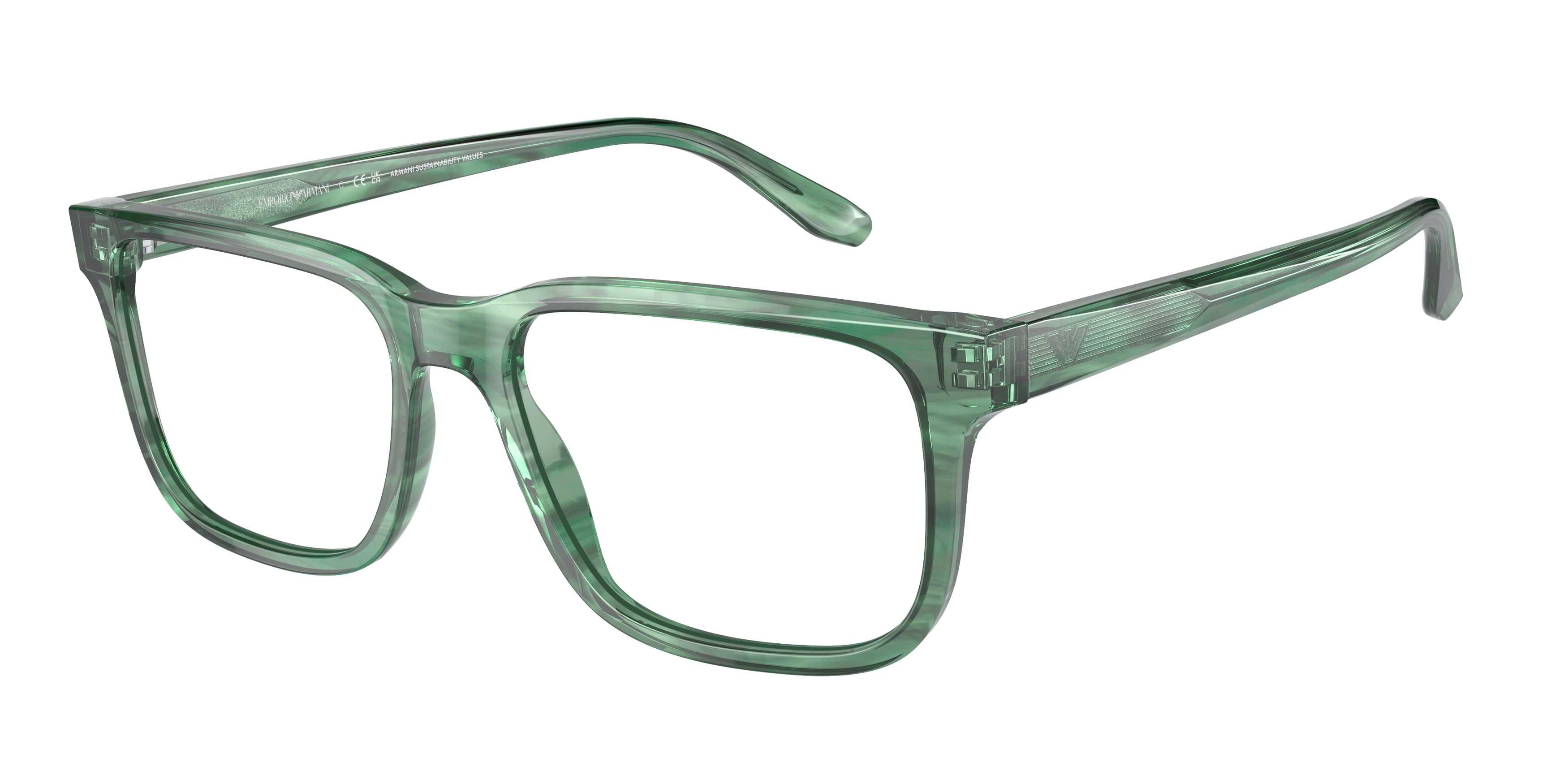 Emporio Armani EA3218 Rectangle Eyeglasses  5168-Striped Green 55-145-17 - Color Map Green