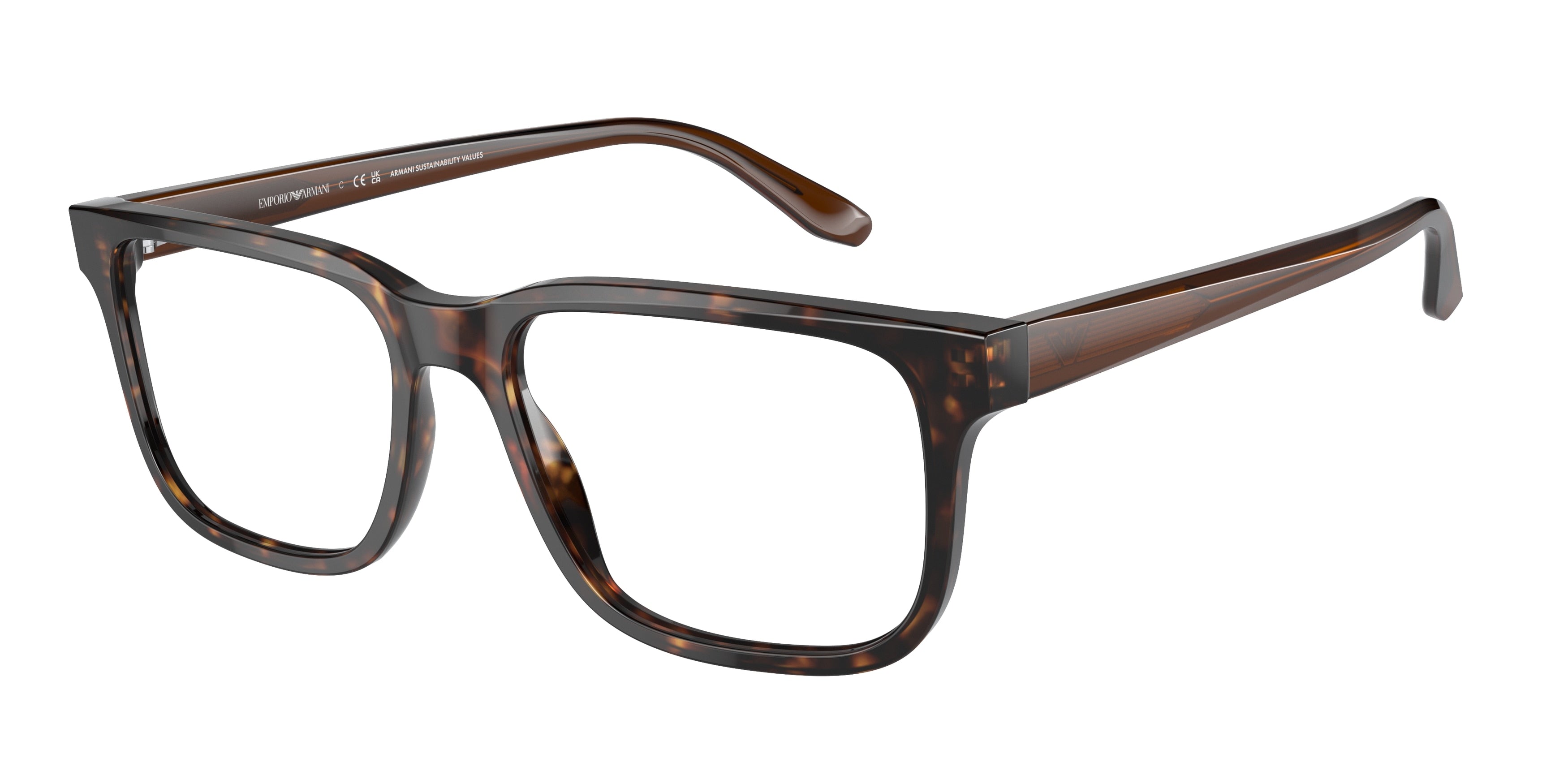 Emporio Armani EA3218 Rectangle Eyeglasses  5879-Havana 55-145-17 - Color Map Tortoise