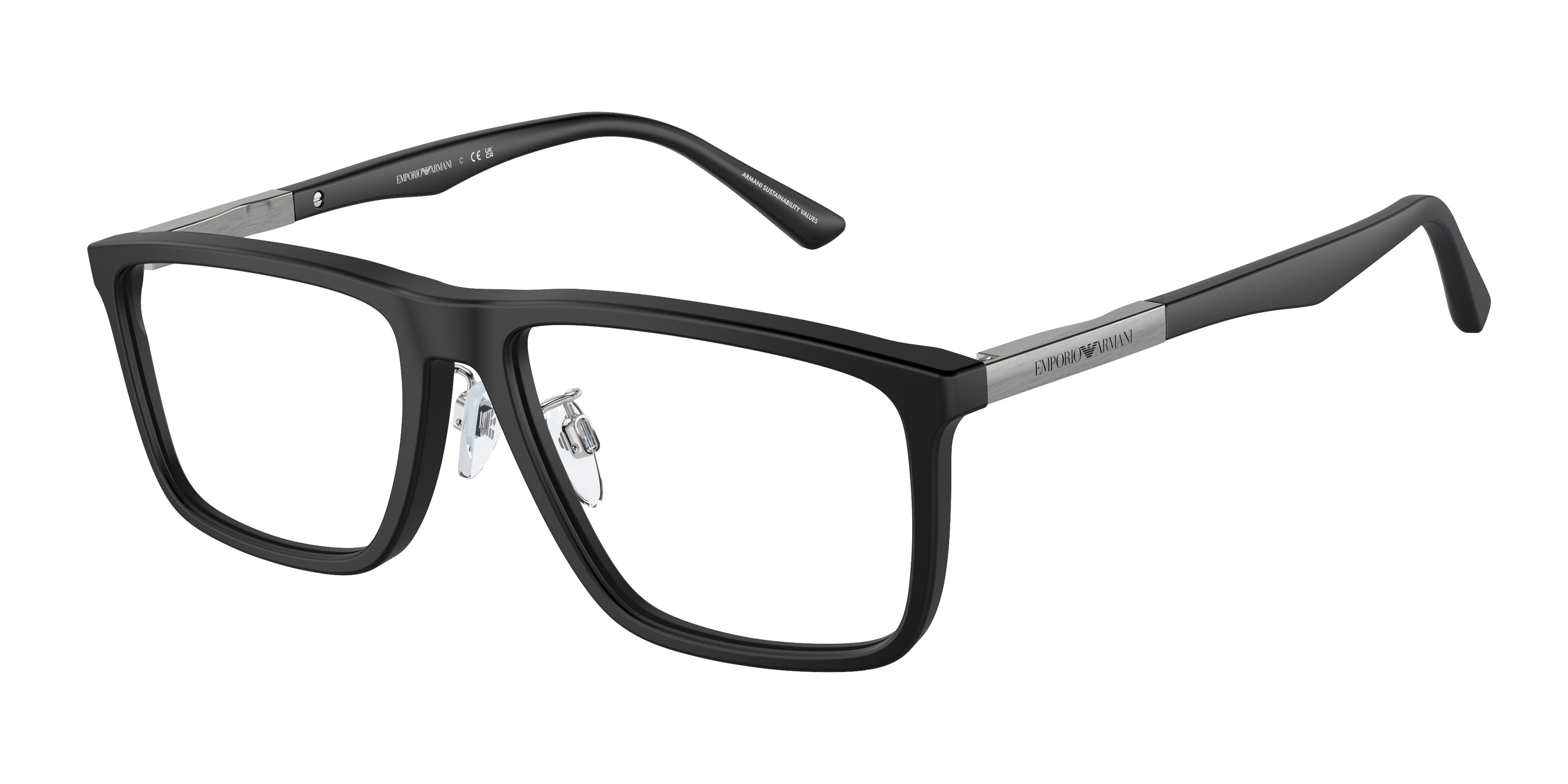 Emporio Armani EA3221F Rectangle Eyeglasses  5001-Matte Black 54-145-16 - Color Map Black