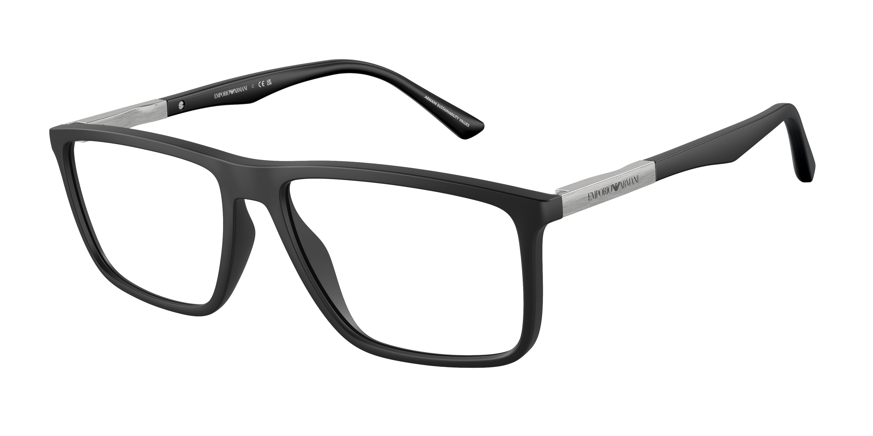 Emporio Armani EA3221 Rectangle Eyeglasses  5001-Matte Black 56-145-16 - Color Map Black