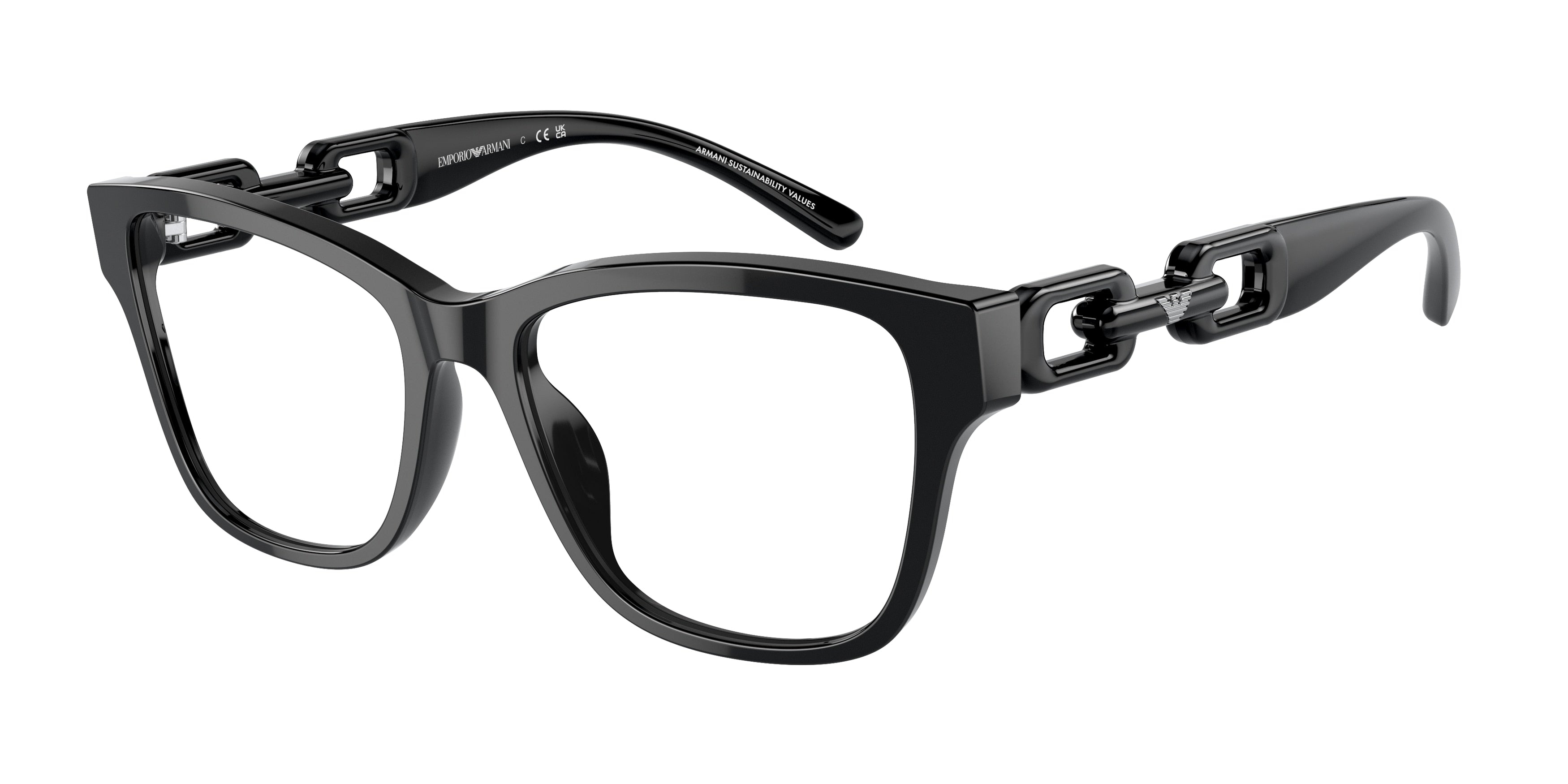 Emporio Armani EA3222U Cat Eye Eyeglasses  5017-Shiny Black 53-140-17 - Color Map Black