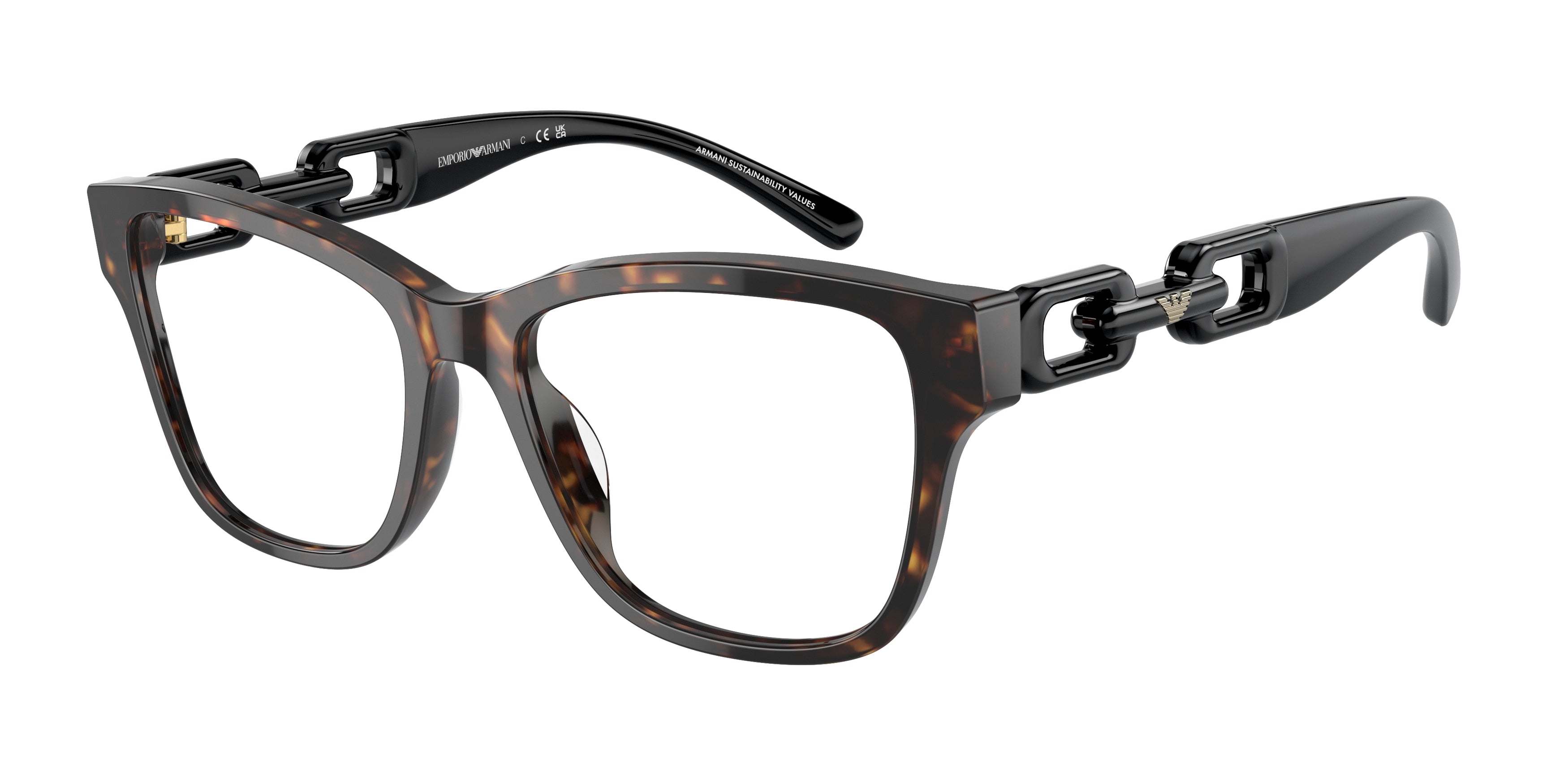 Emporio Armani EA3222U Cat Eye Eyeglasses  5026-Shiny Havana 53-140-17 - Color Map Tortoise