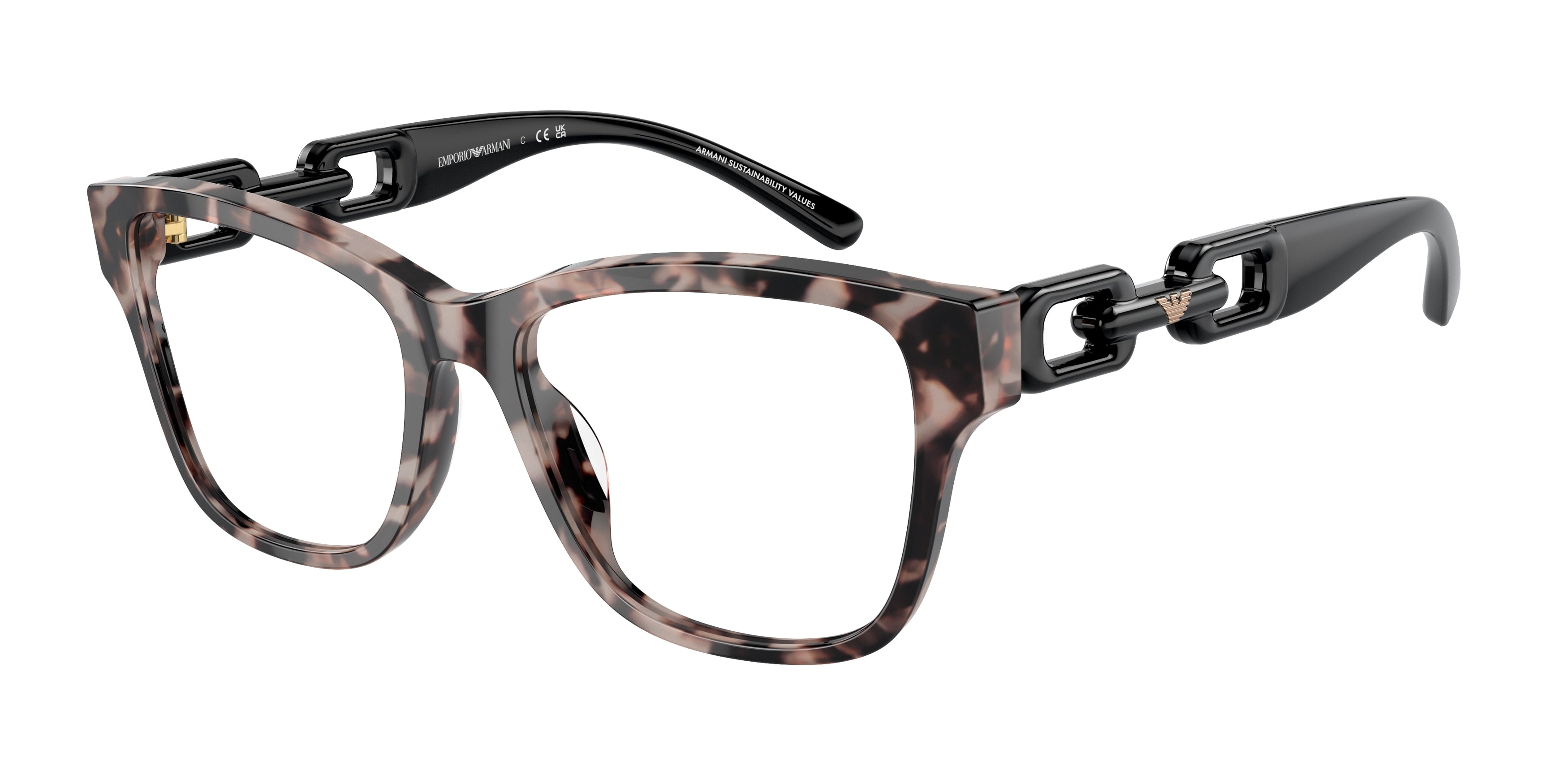 Emporio Armani EA3222U Cat Eye Eyeglasses  5410-Shiny Pink Havana 53-140-17 - Color Map Pink