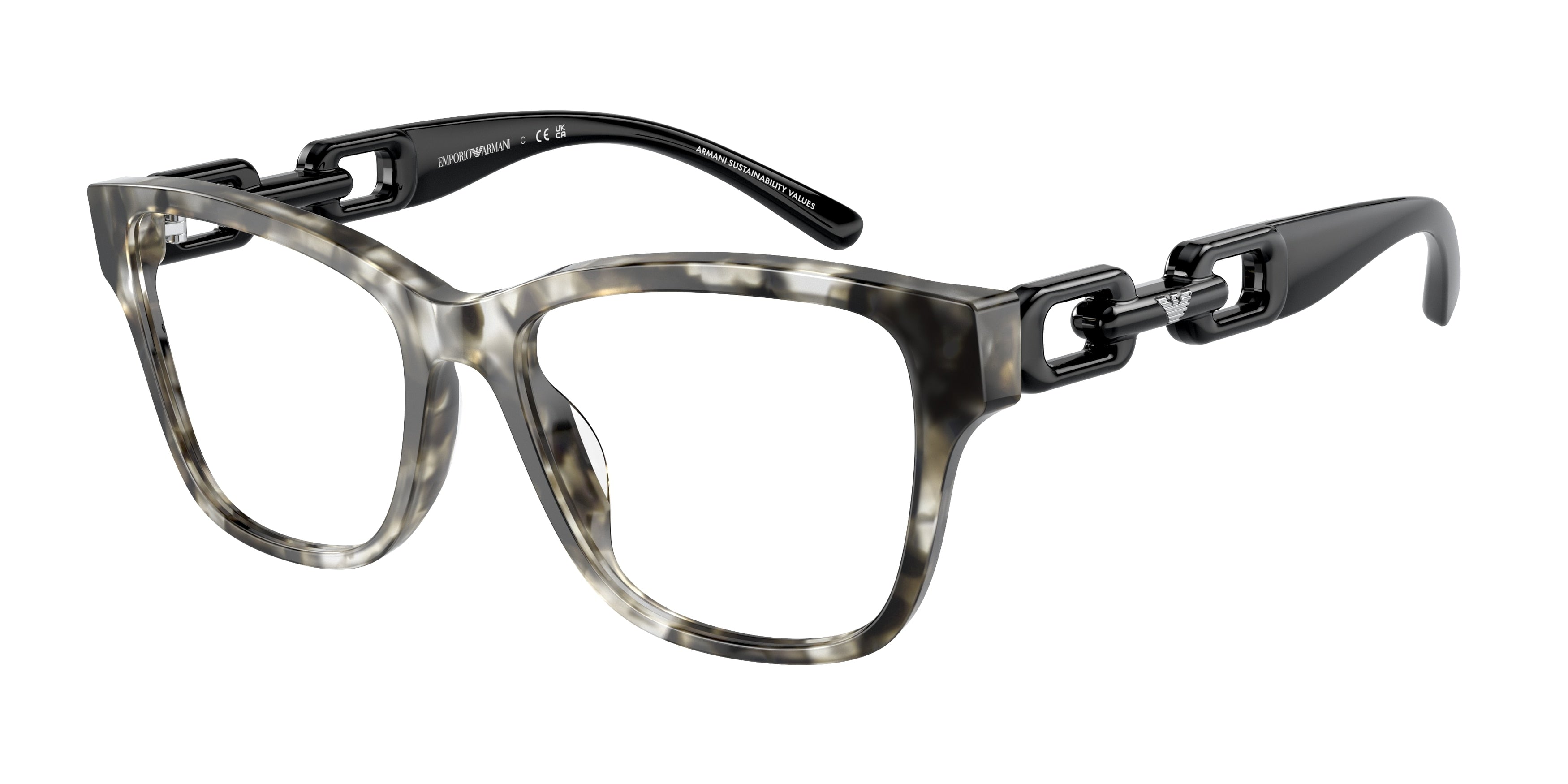 Emporio Armani EA3222U Cat Eye Eyeglasses  5678-Shiny Grey Havana 53-140-17 - Color Map Grey