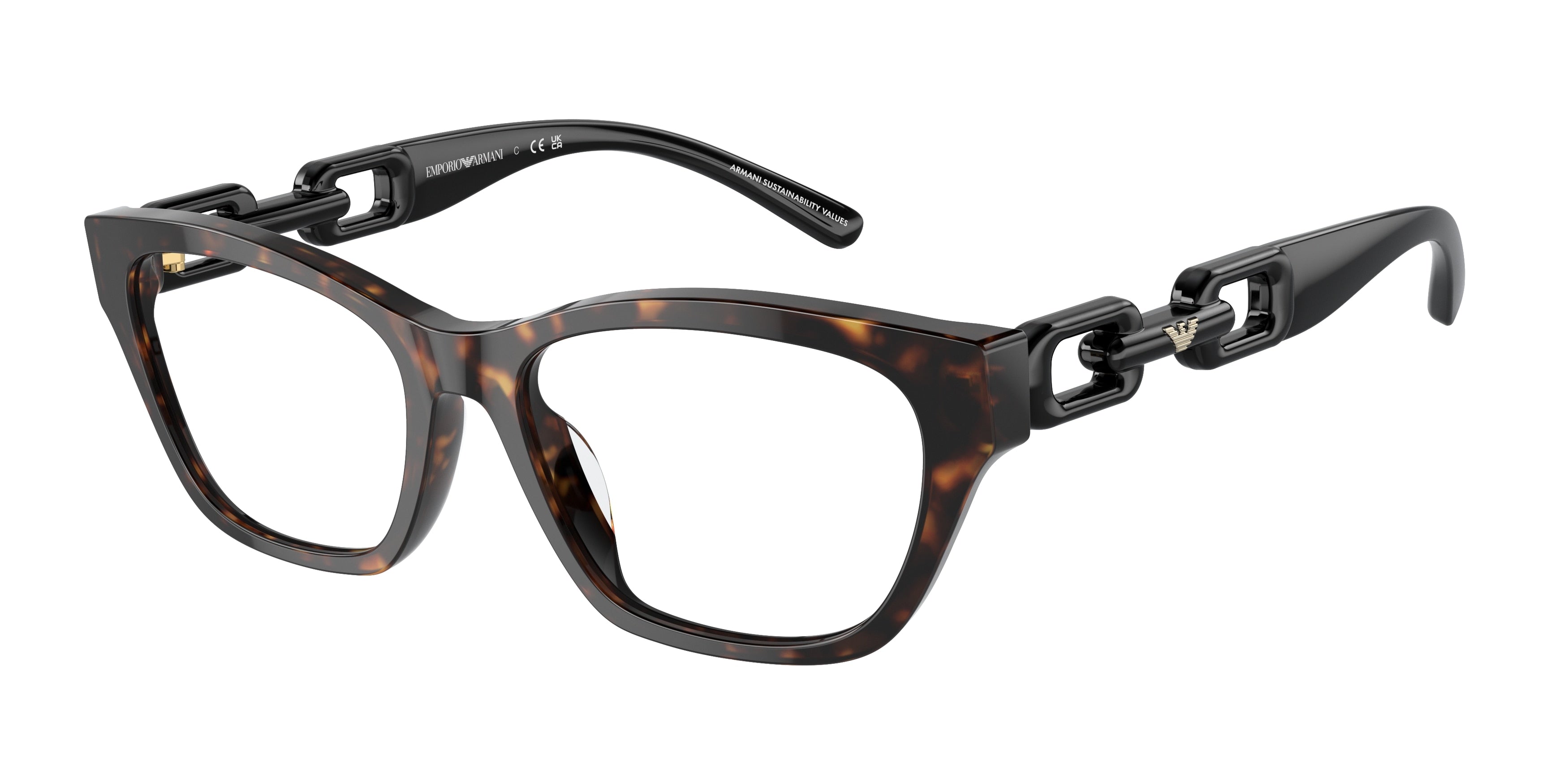 Emporio Armani EA3223U Cat Eye Eyeglasses  5026-Shiny Havana 54-140-17 - Color Map Tortoise